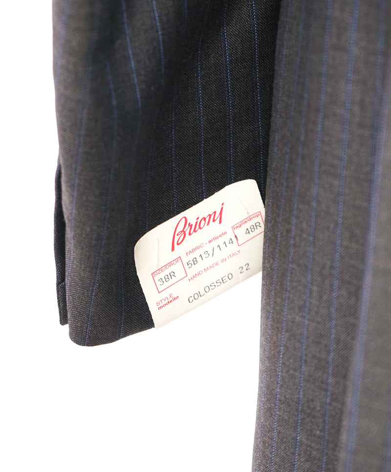 $6700 BRIONI - Gray/Blue 2-Btn Super *CELEB FAVE* 150's Suit - 38R