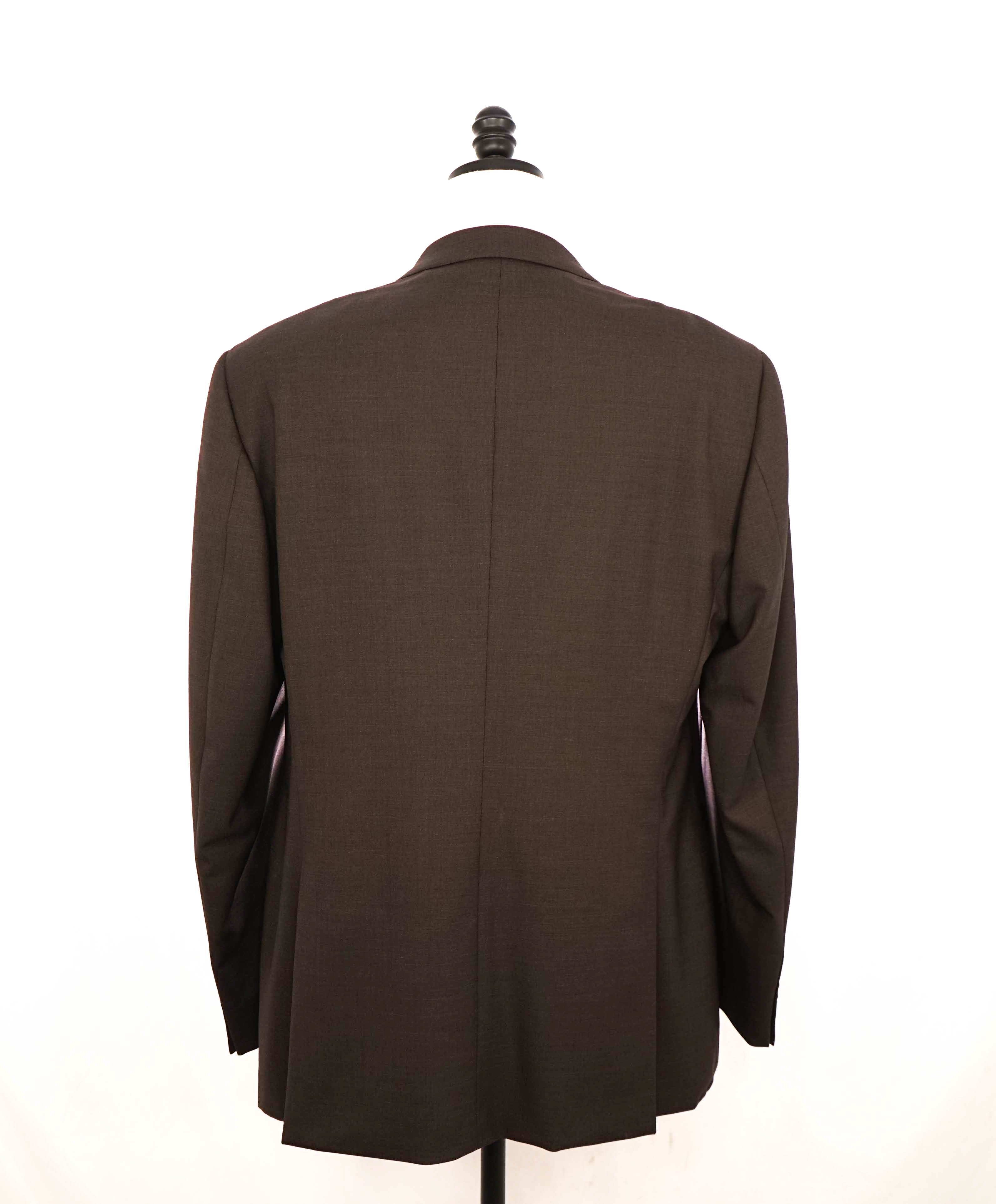 $2,000 ARMANI COLLEZIONI -  Solid Brown Elastane Performance Notch Lapel Suit - 44L