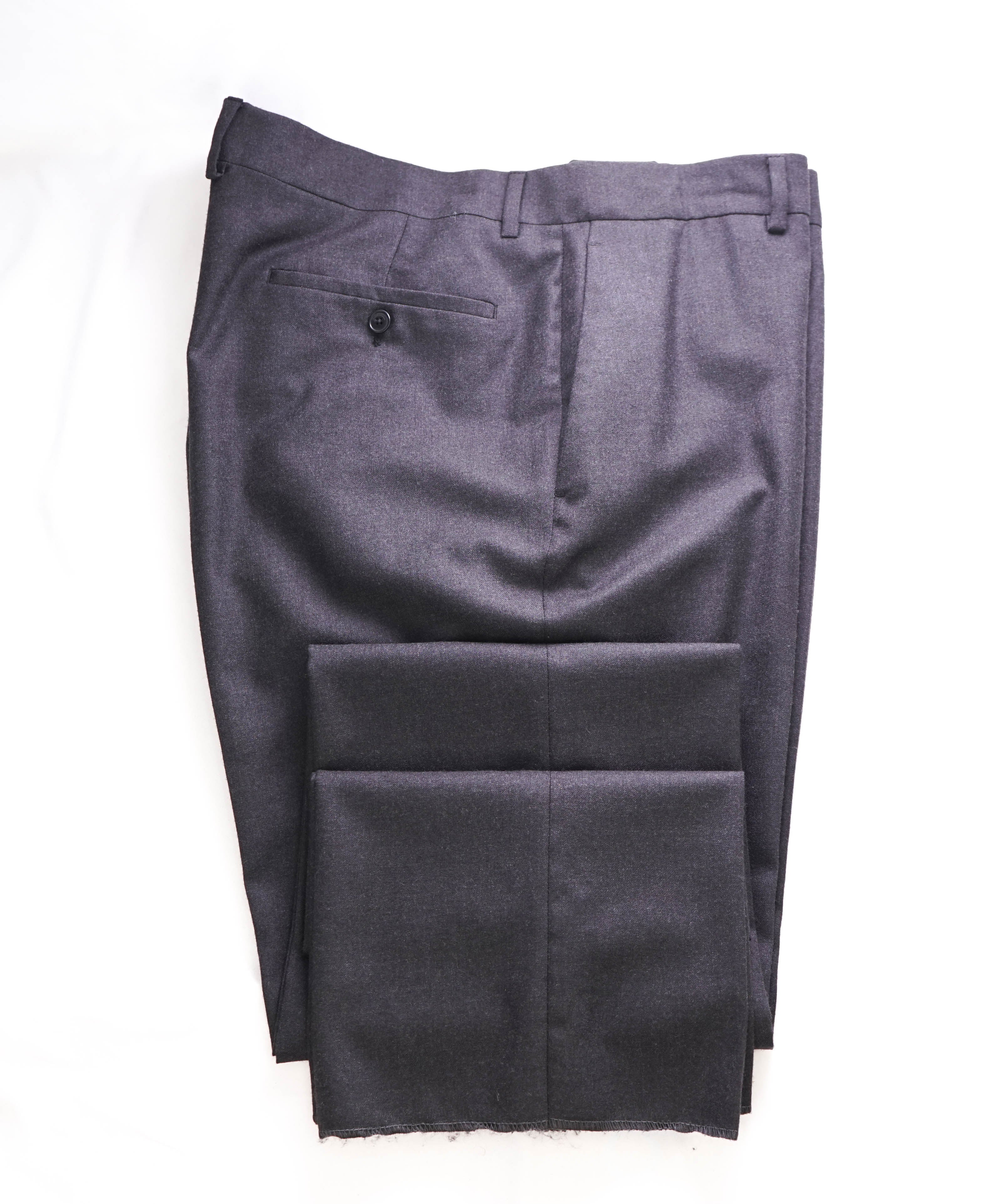 RALPH LAUREN PURPLE LABEL - Flannel Wool Gray Flat Front Dress Pants - 40W