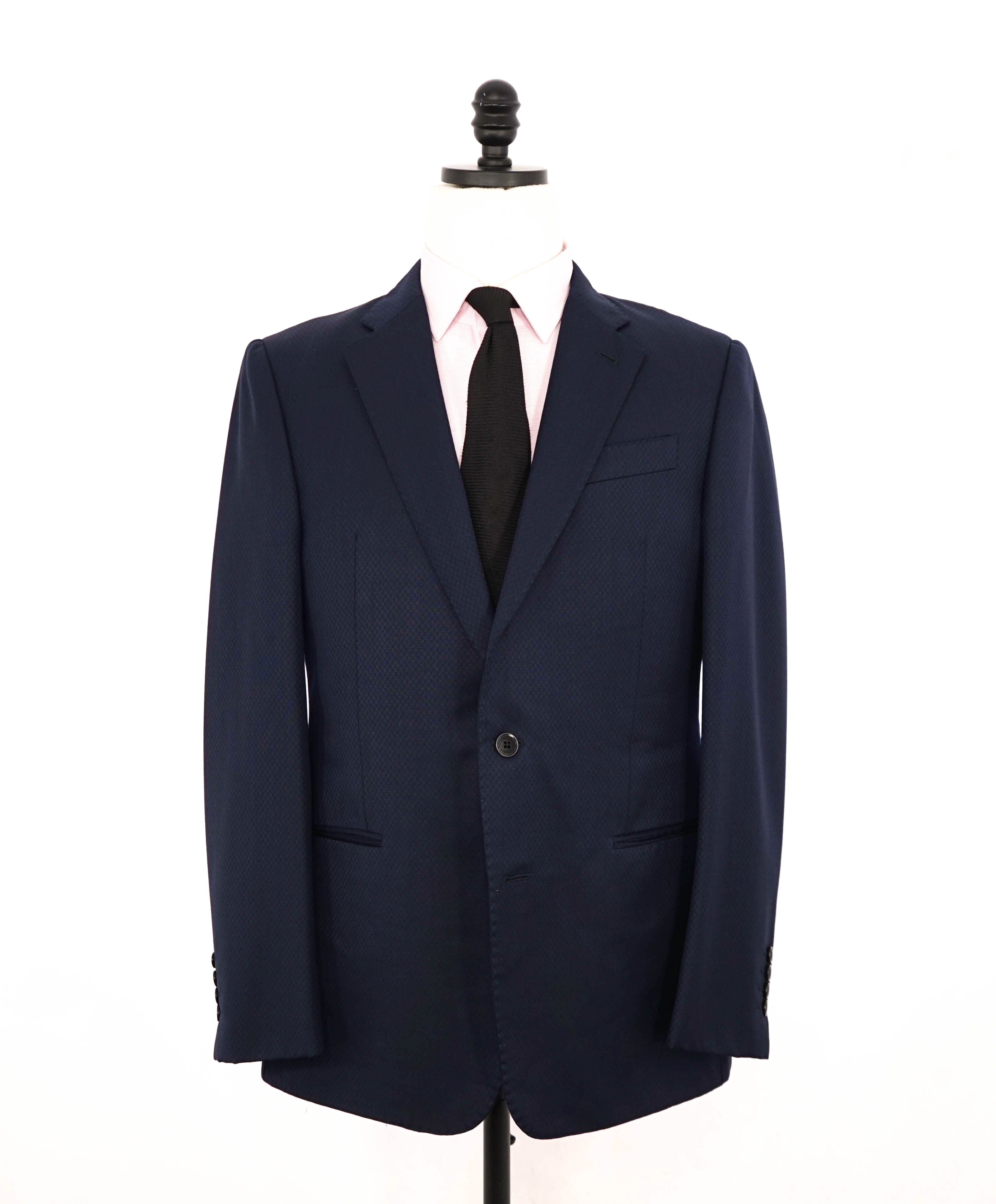 $2,295 ARMANI COLLEZIONI - "G Line" Blue Textured Dinner Jacket Blazer - 40R US