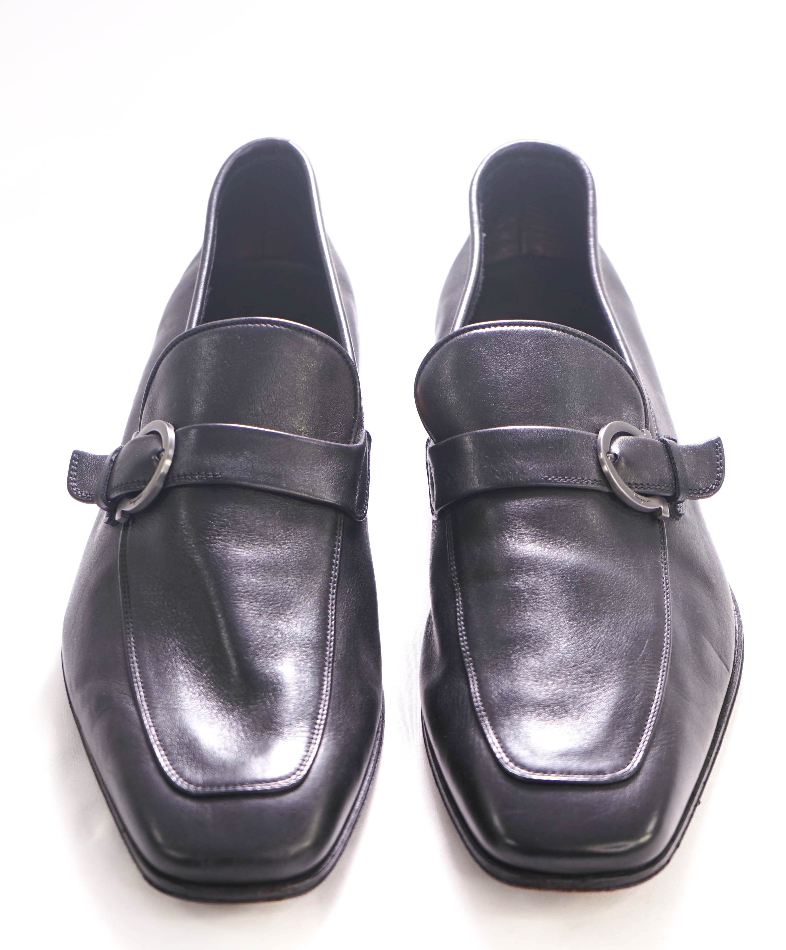 SALVATORE FERRAGAMO - Gancini Logo Bit Loafer Black Leather - 11 D