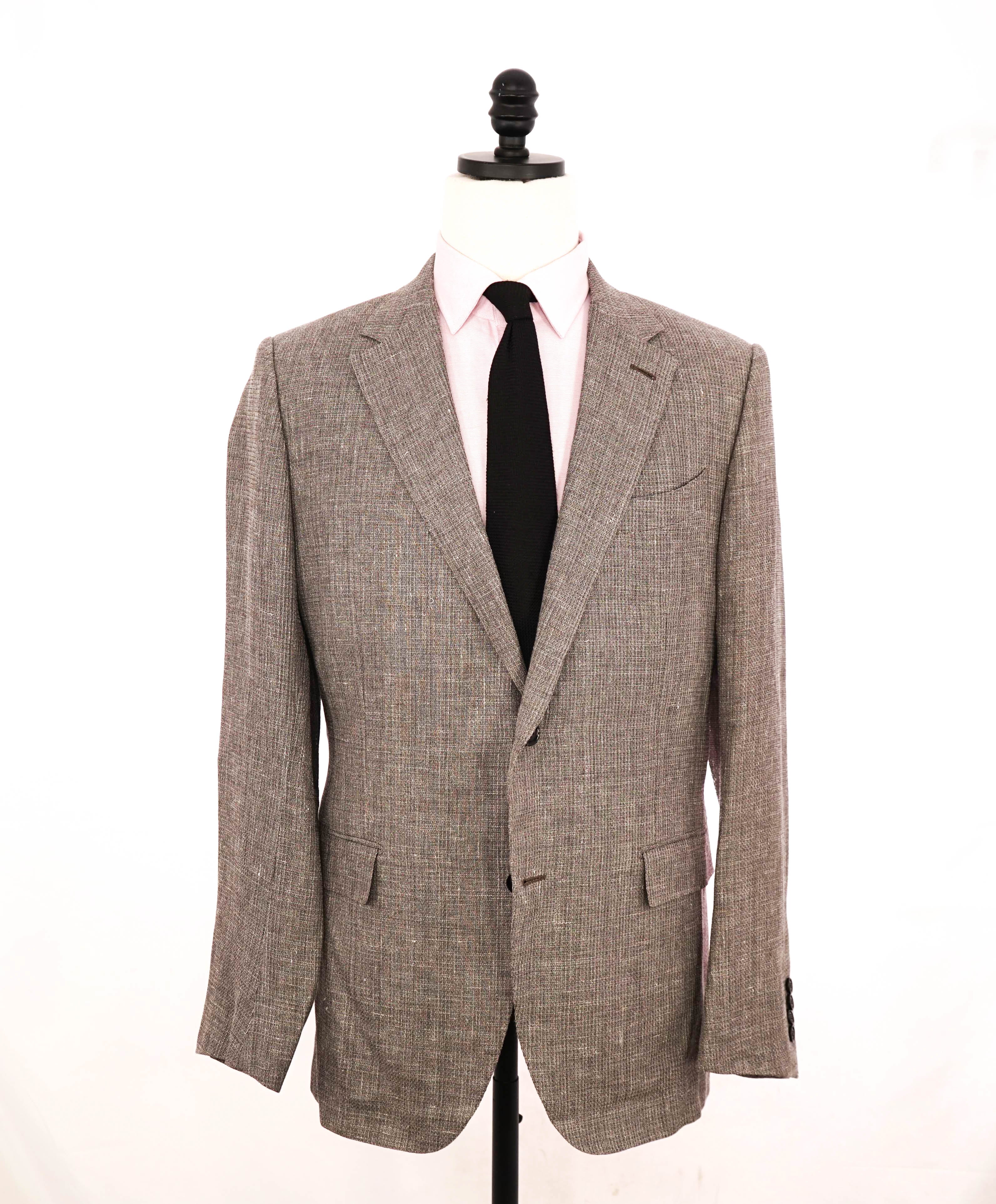 $2,695 ERMENEGILDO ZEGNA - *Crossover* Neutral Woven Wool/Silk/Linen Blazer - 44R