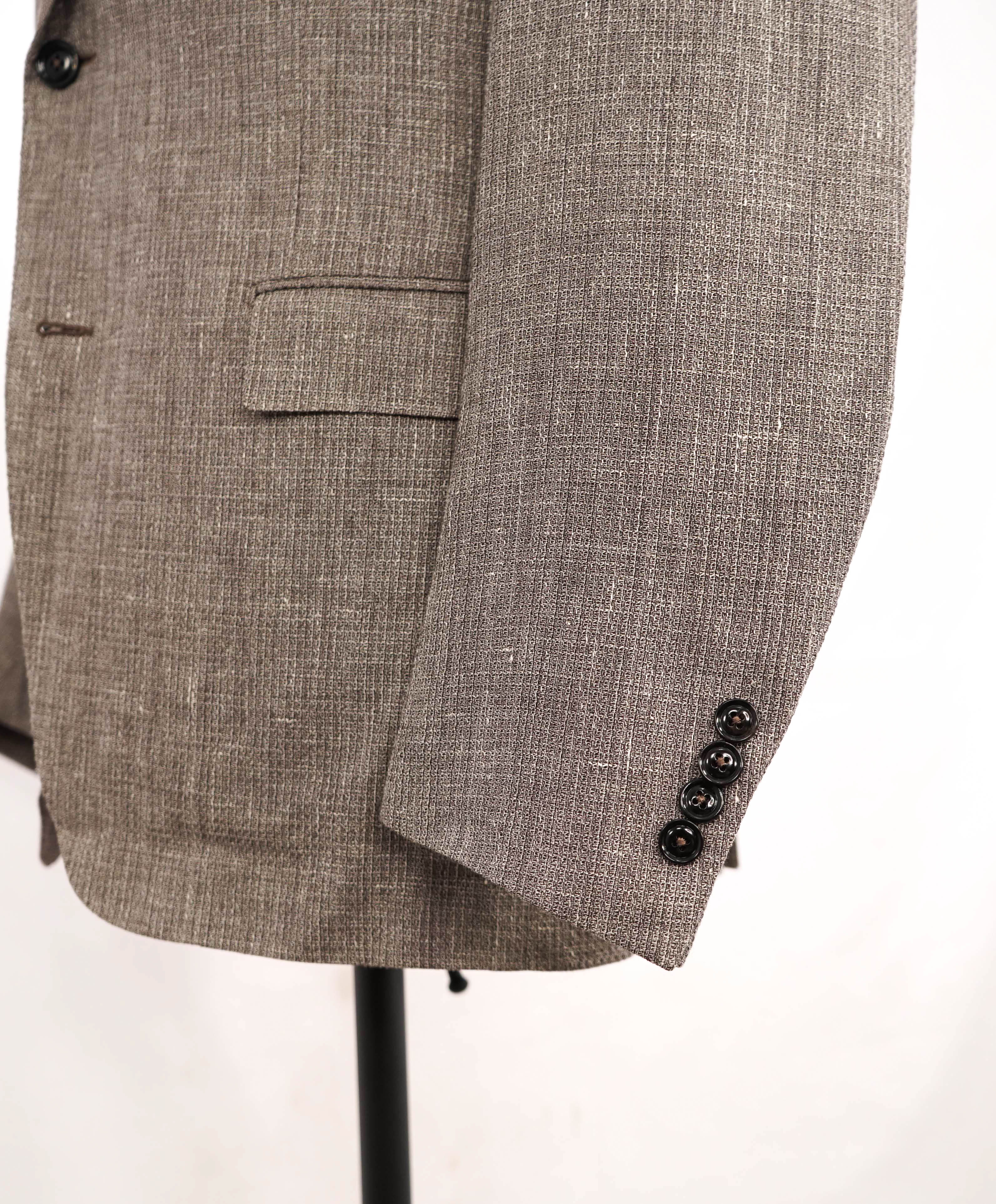 $2,695 ERMENEGILDO ZEGNA - *Crossover* Neutral Woven Wool/Silk/Linen Blazer - 44R