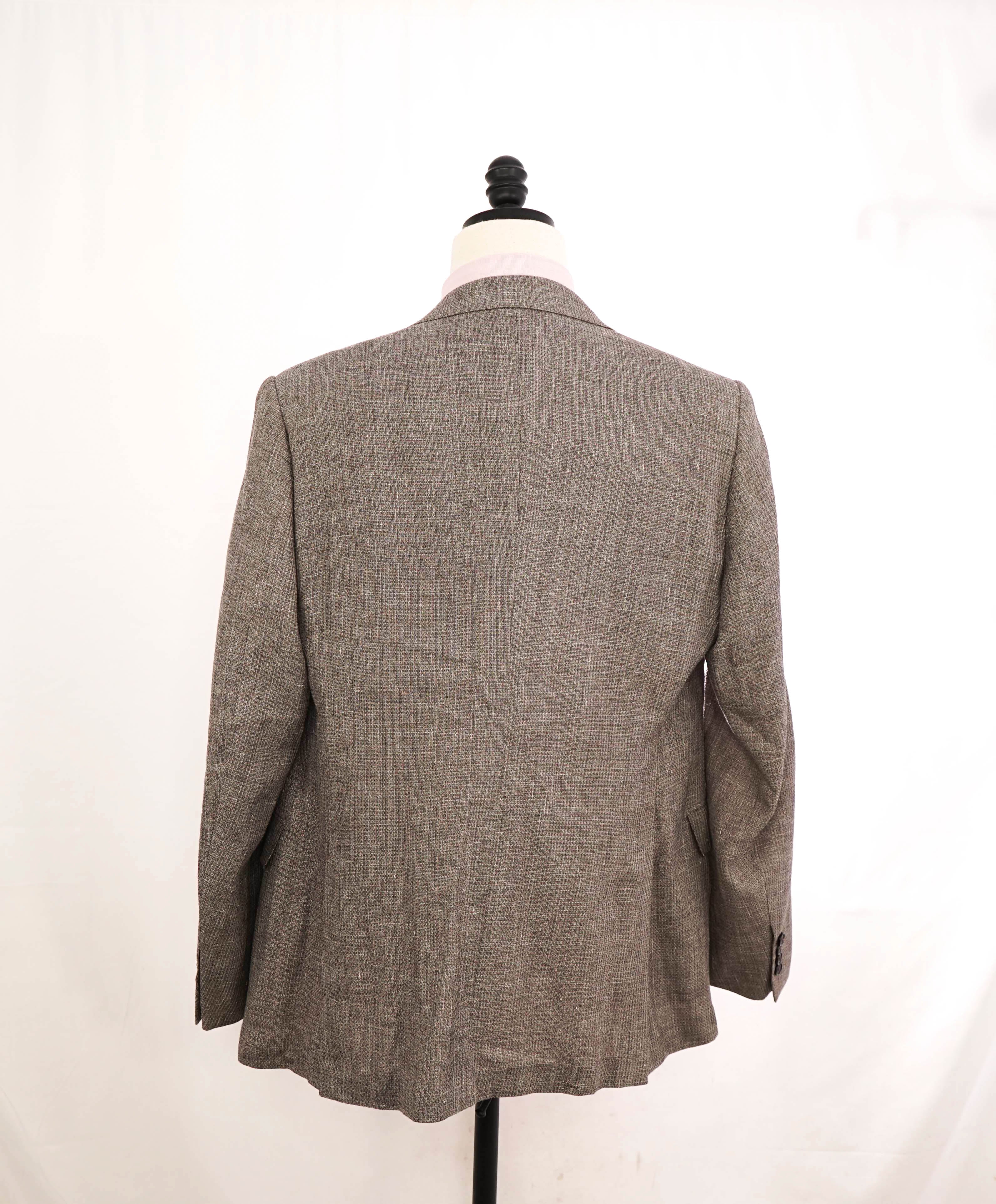 $2,695 ERMENEGILDO ZEGNA - *Crossover* Neutral Woven Wool/Silk/Linen Blazer - 44R