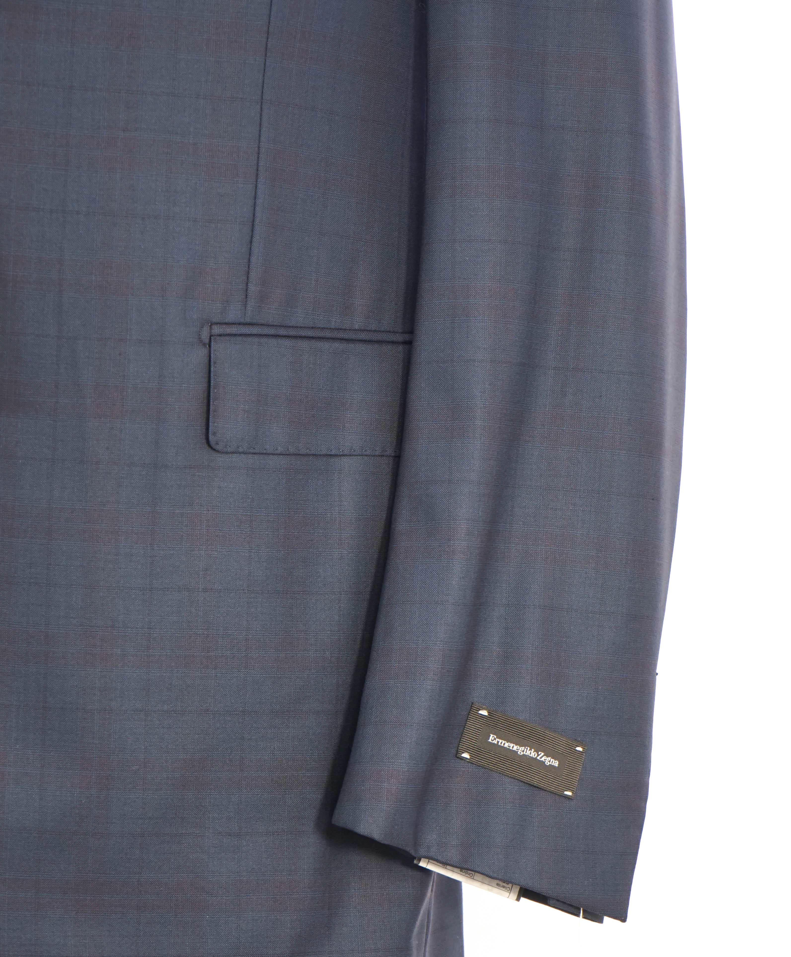 $2,695 ERMENEGILDO ZEGNA - Navy Blue Check “15 MIL MIL 15” Blazer - 46L