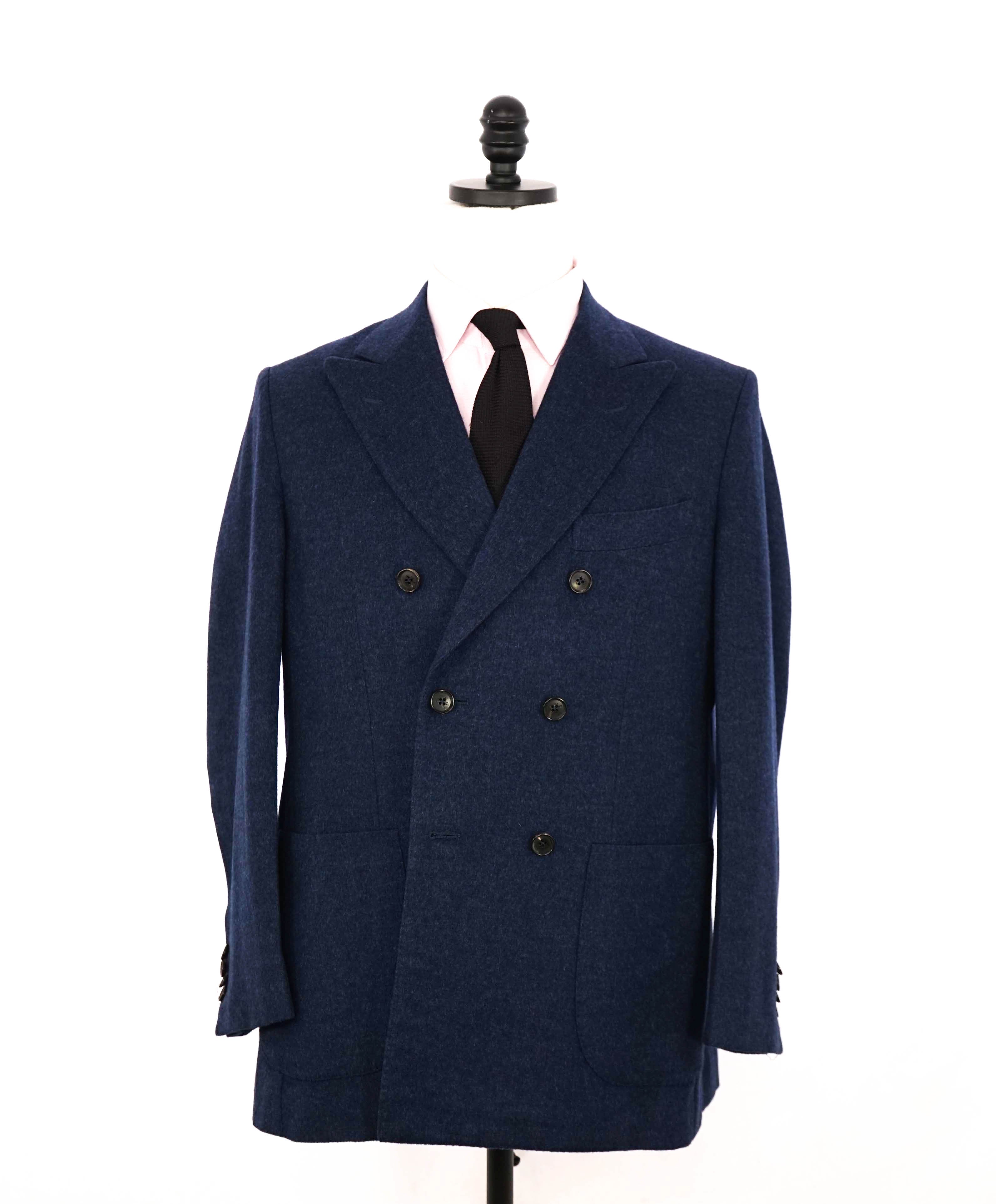 $2,995 ISAIA - Double Breasted CASHMERE Wool Blue Blazer - 40R