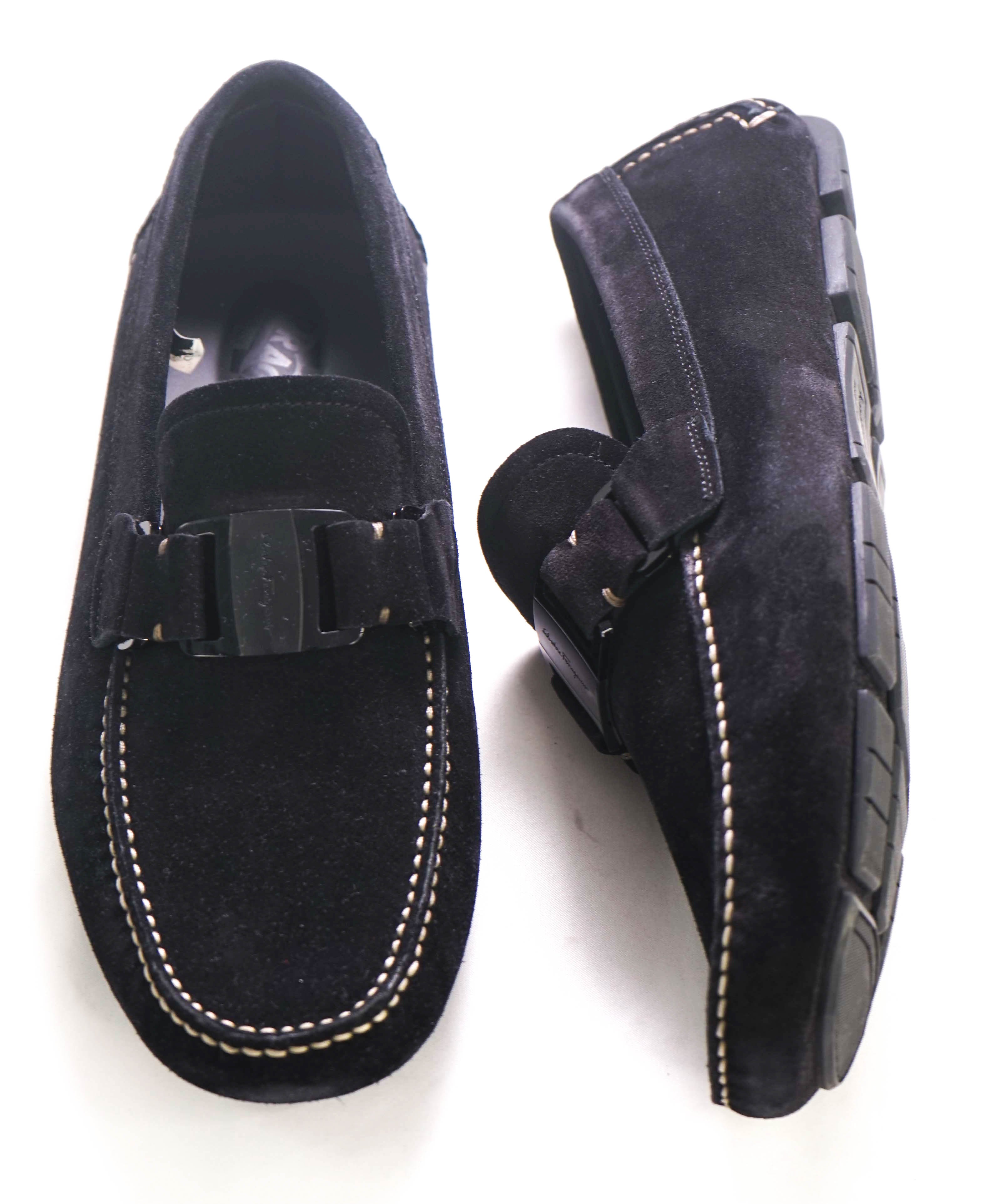 $700 SALVATORE FERRAGAMO - “SARDEGNA" Black Suede Loafers - 8.5 EE