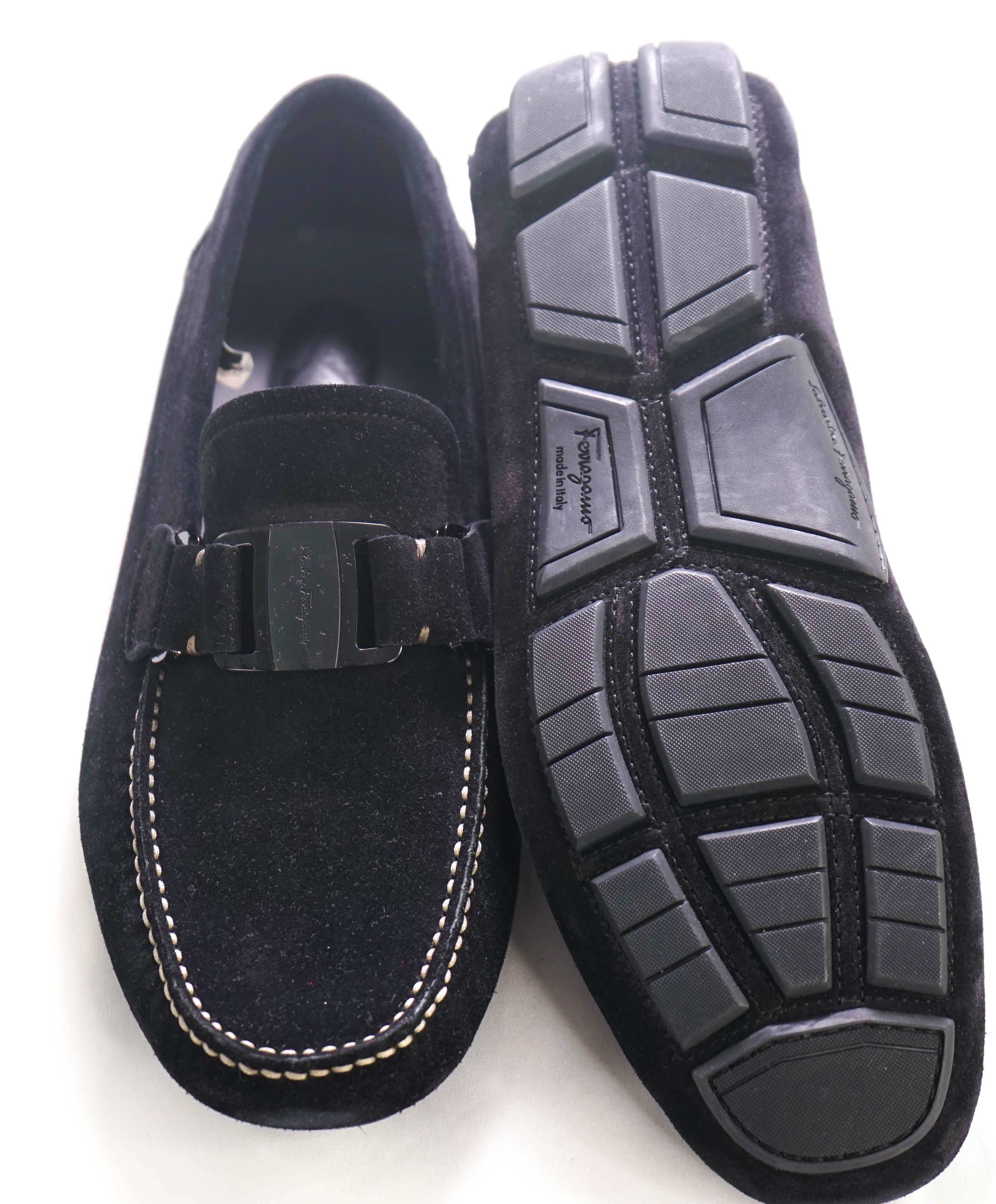 $700 SALVATORE FERRAGAMO - “SARDEGNA" Black Suede Loafers - 8.5 EE