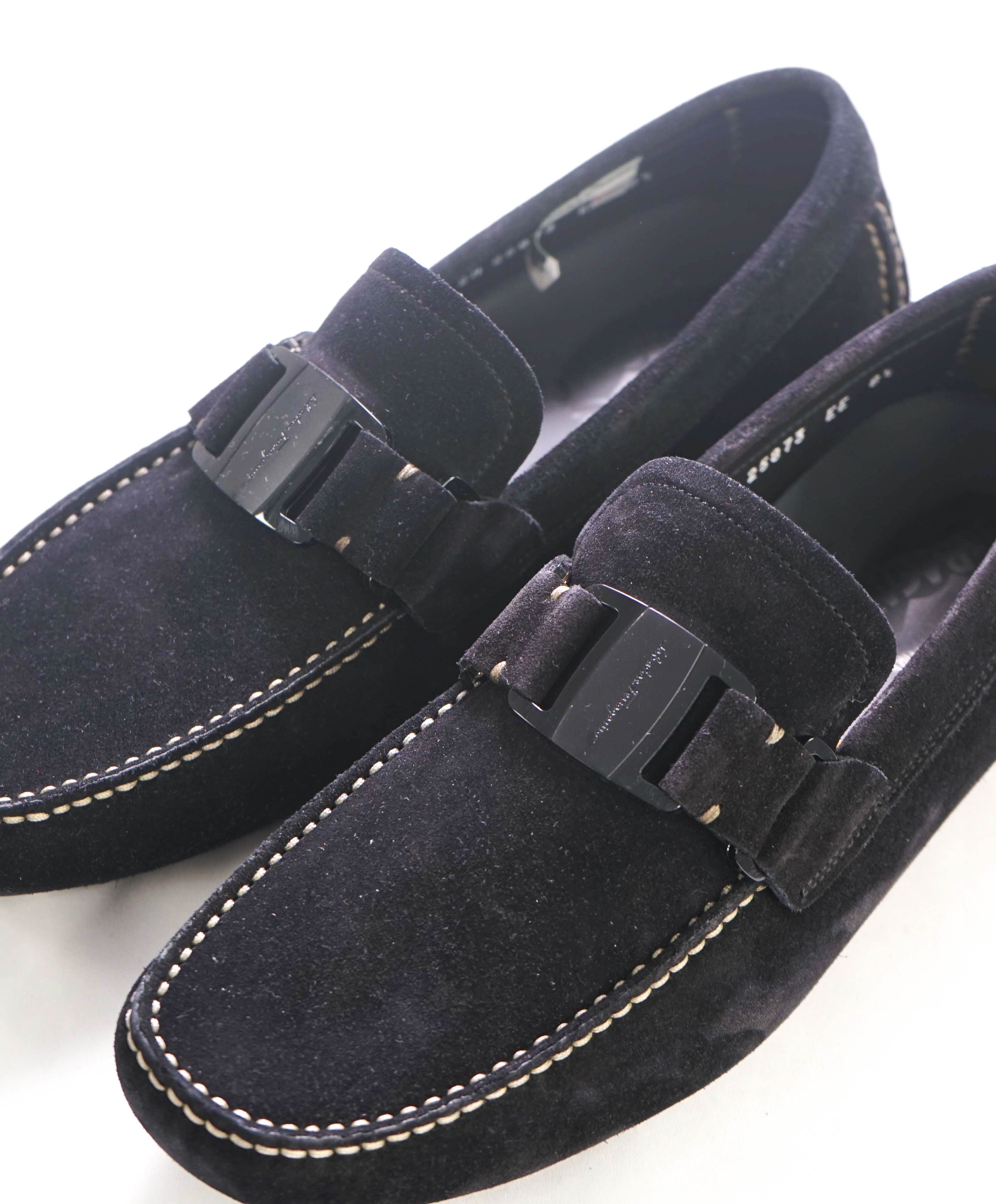 $700 SALVATORE FERRAGAMO - “SARDEGNA" Black Suede Loafers - 8.5 EE