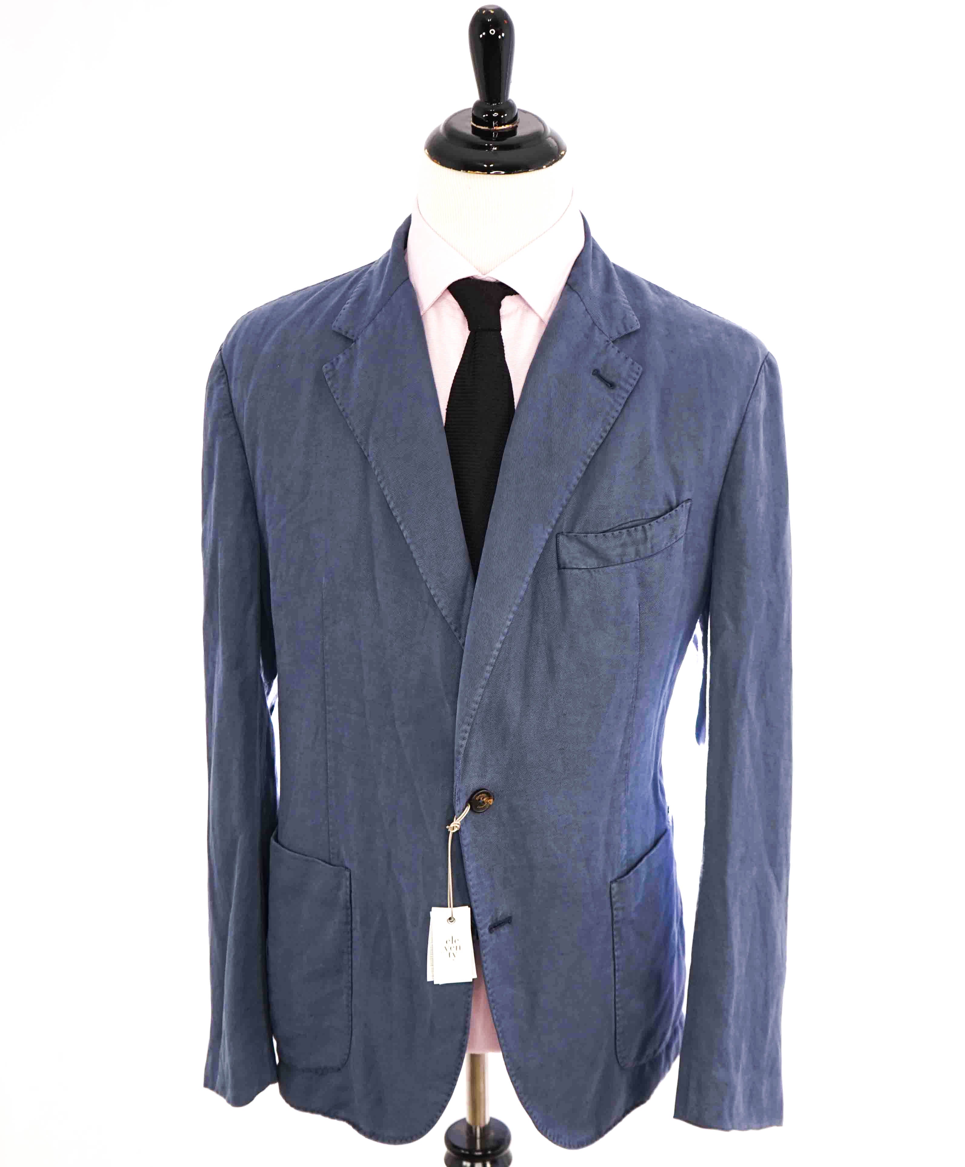 $2,295 ELEVENTY - Pastel Blue Light Deconstructed Linen Blend Suit - 46 (56 EU)