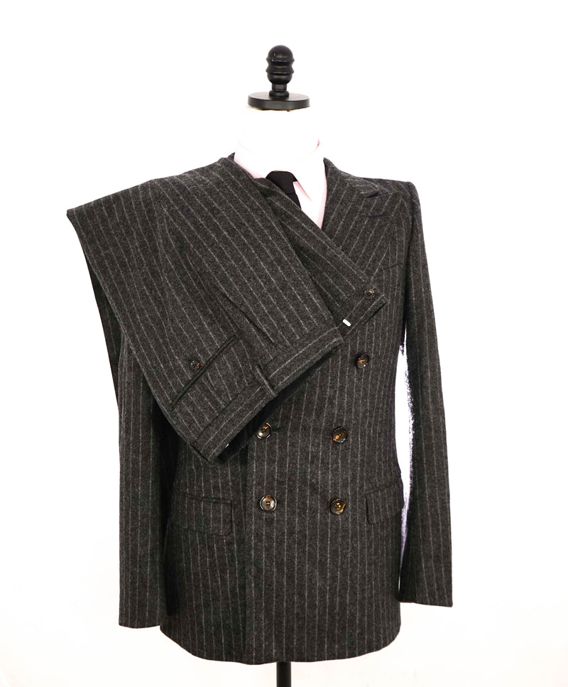 $3,490 BALLY - By FOX BROTHERS Double Breasted Chalk Stripe Wool Suit - 36R