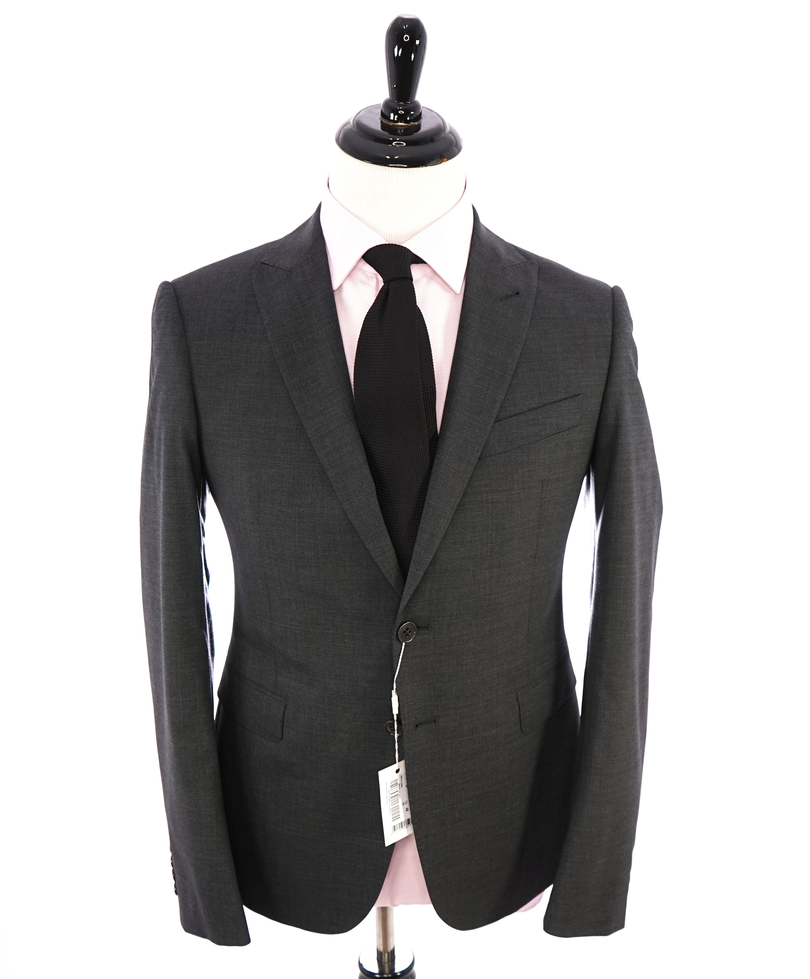 $1,895 ARMANI COLLEZIONI - Peak Lapel Charcoal Gray Suit "Slim Drop 8" - 38R