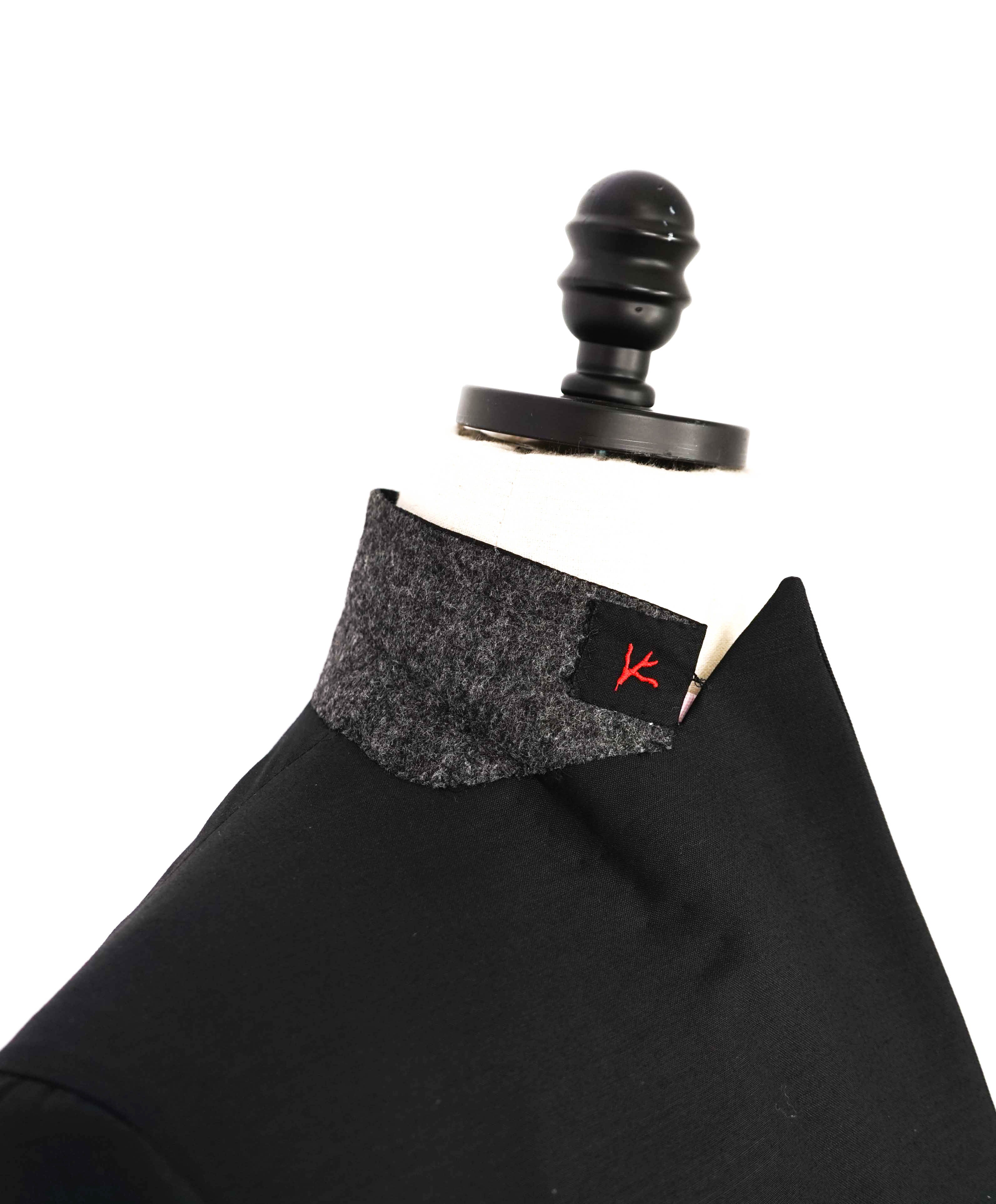 $4,595 ISAIA - "AQUASPIDER" Satin PEAK LAPEL Black Wool Tuxedo - 42S