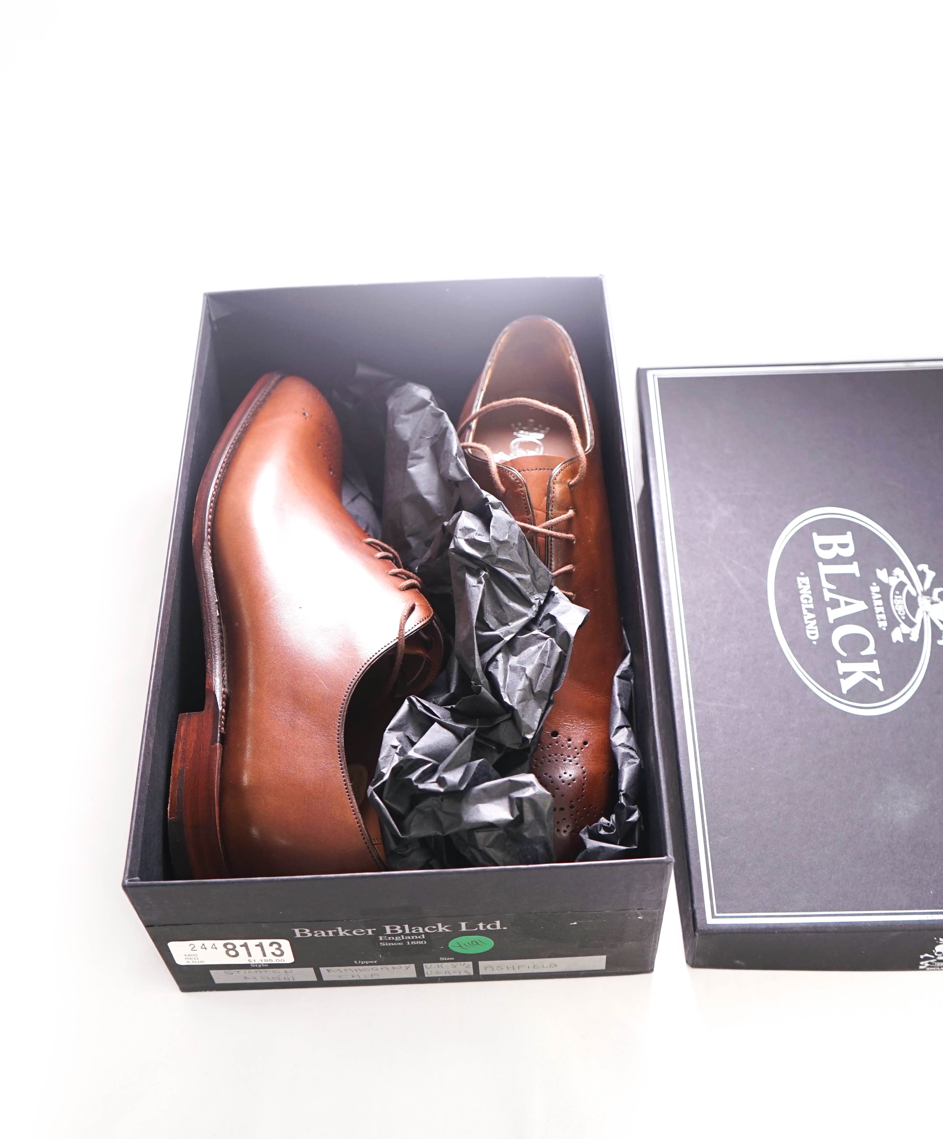 $1,185 BARKER BLACK - "STRATON" Iconic Brown Logo Oxford - 9.5US (8.5 UK)