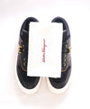 $750 SALVATORE FERRAGAMO - "NORIS" Black/White Gold Gancini Sneaker - 12 M US