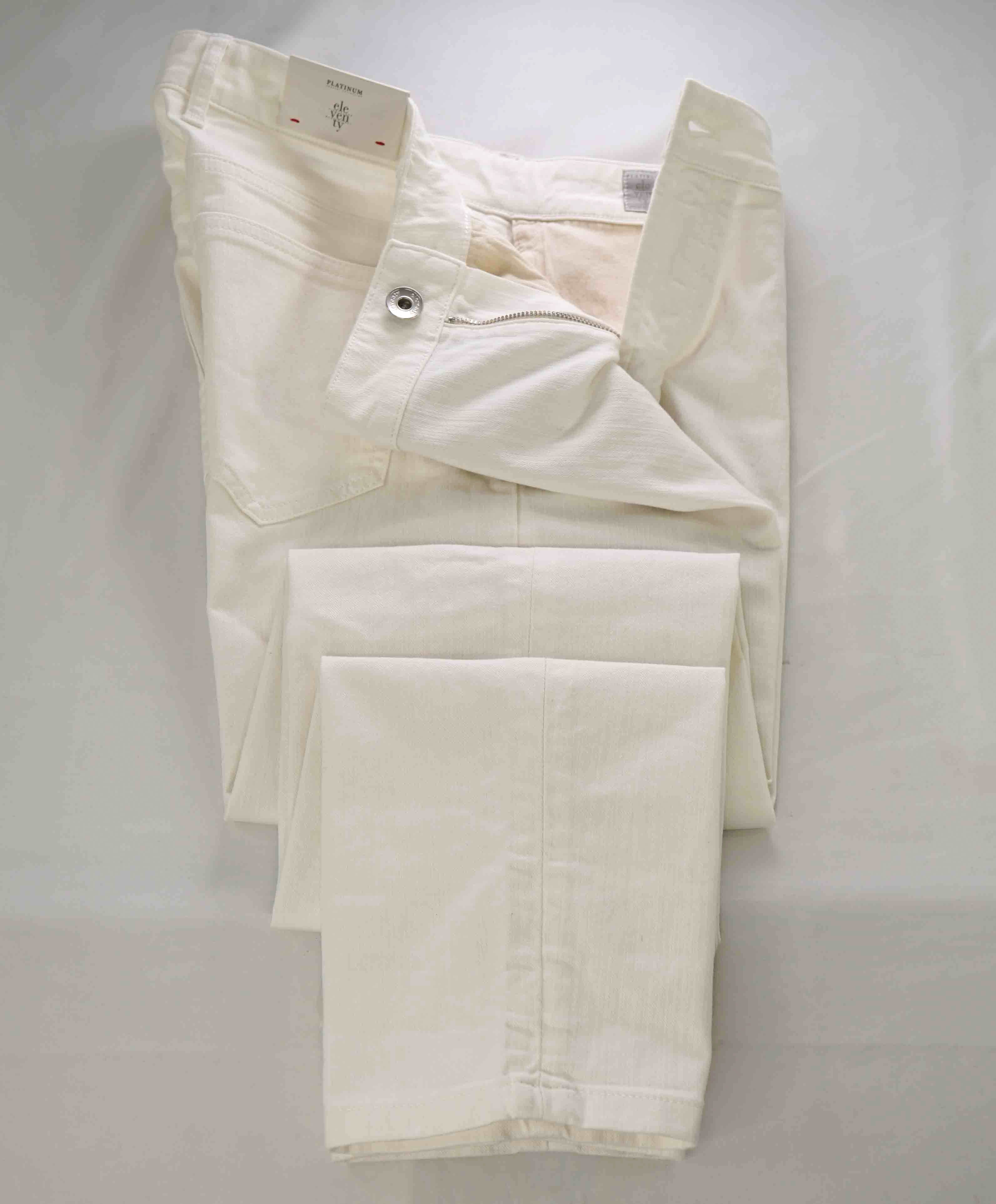 $575 ELEVENTY - White Stretch Cotton Dress/Casual 5-Pocket Jeans Pants- 33W