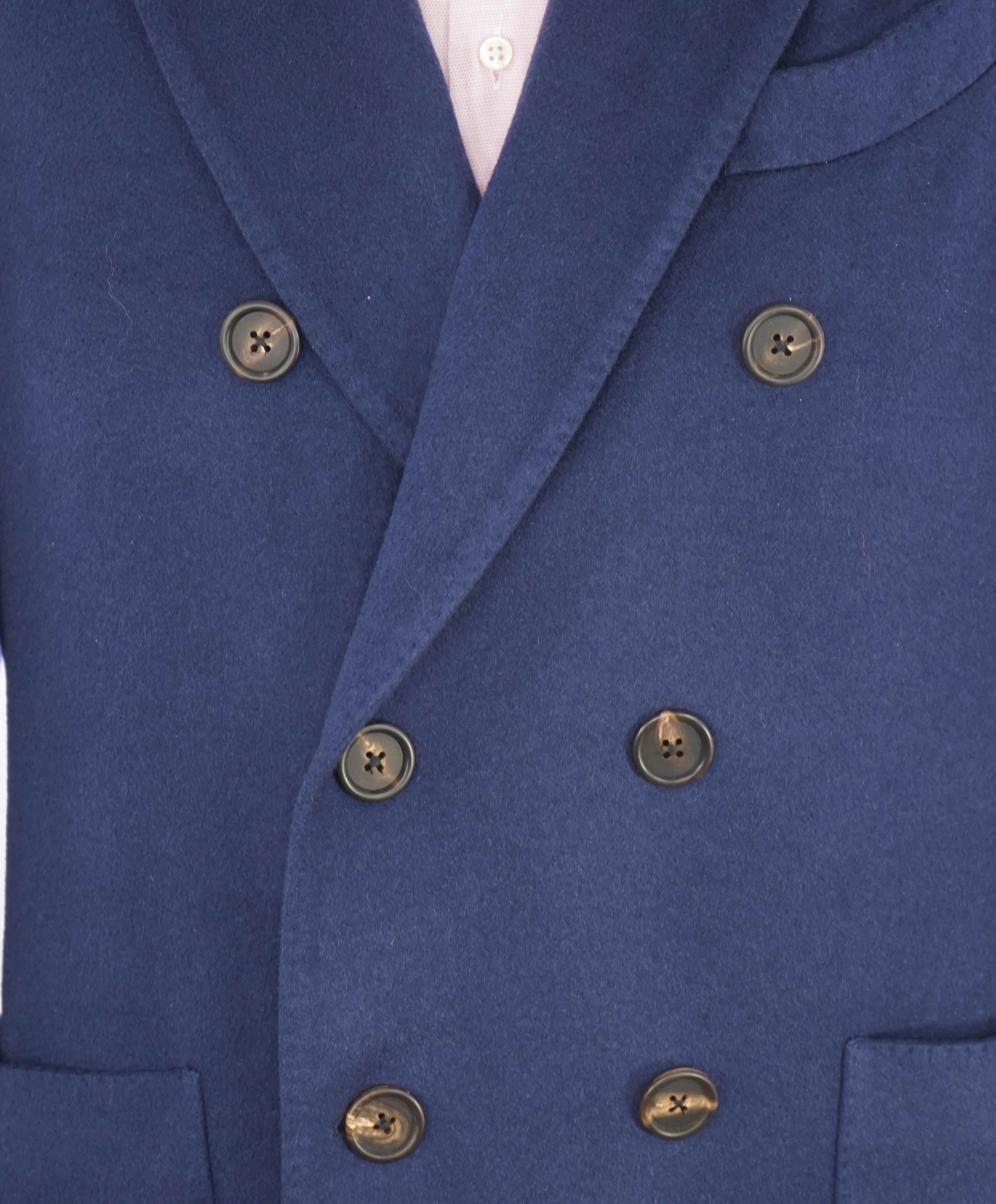 $1,920 LARDINI - *PURE CASHMERE* Double Breasted Blue Car Coat - 40R