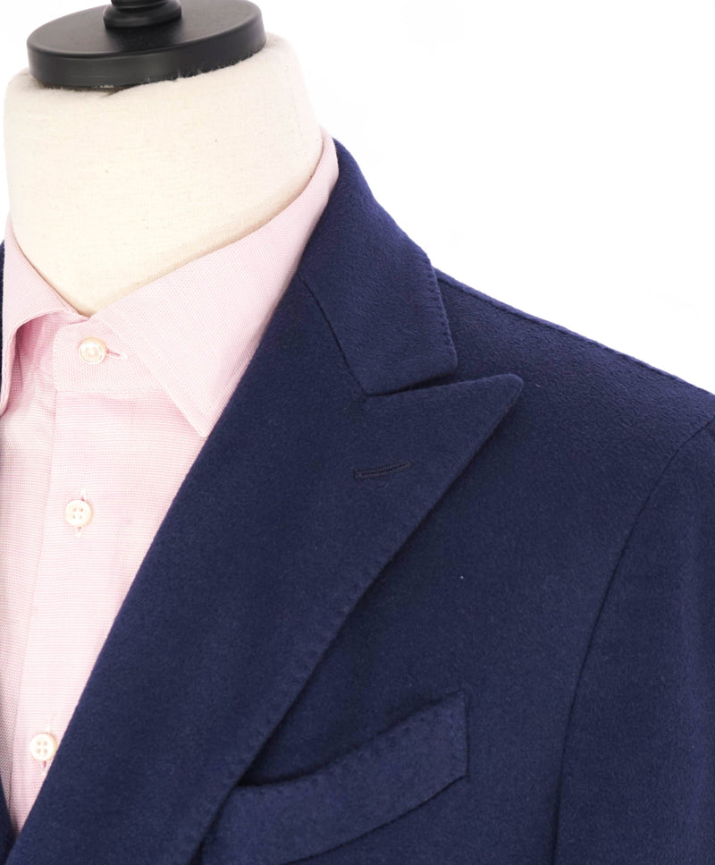 $1,920 LARDINI - *PURE CASHMERE* Double Breasted Blue Car Coat - 40R