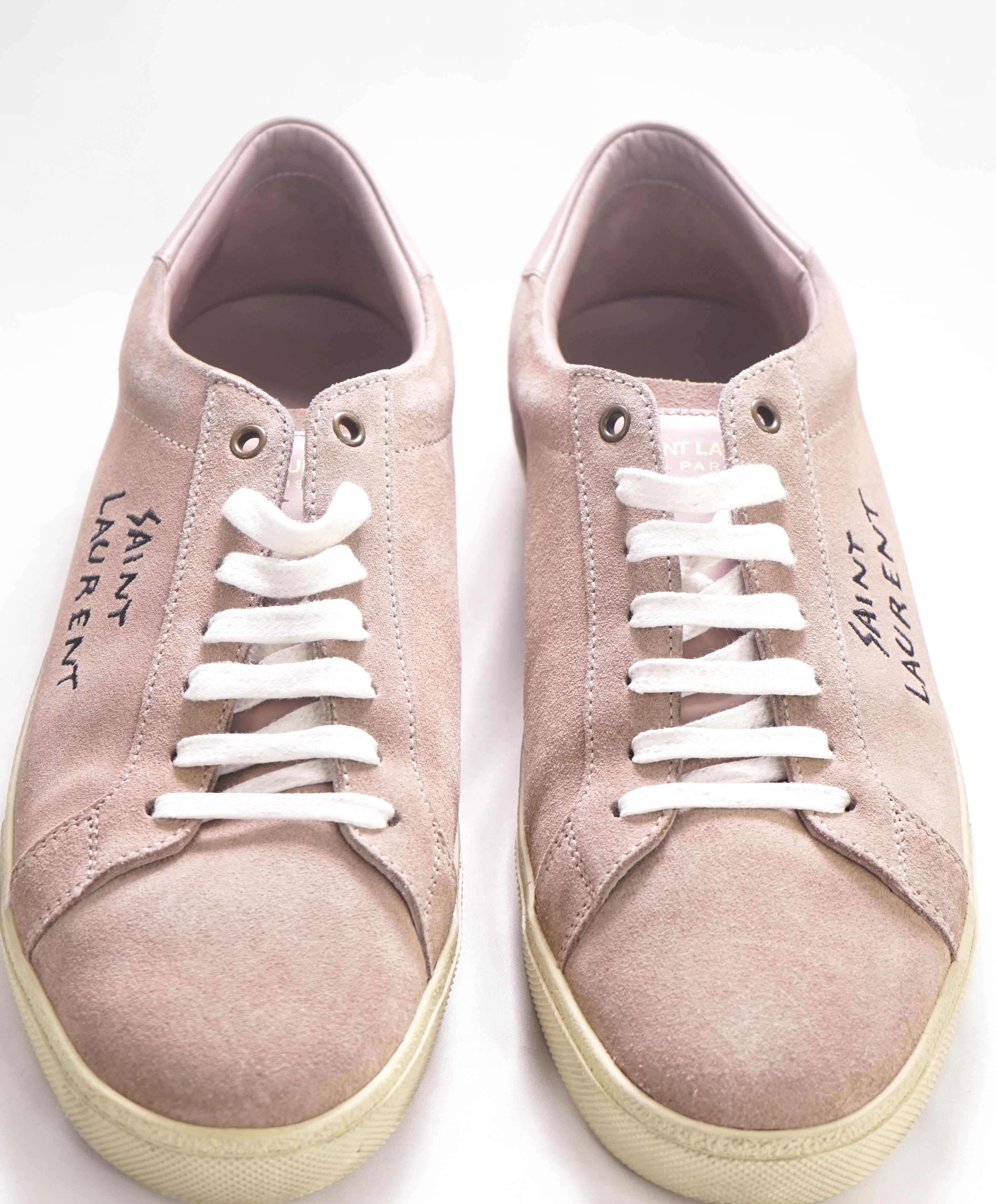 $800 SAINT LAURENT - Court Sneakers Pastel Pink Suede - 12 (45EU)