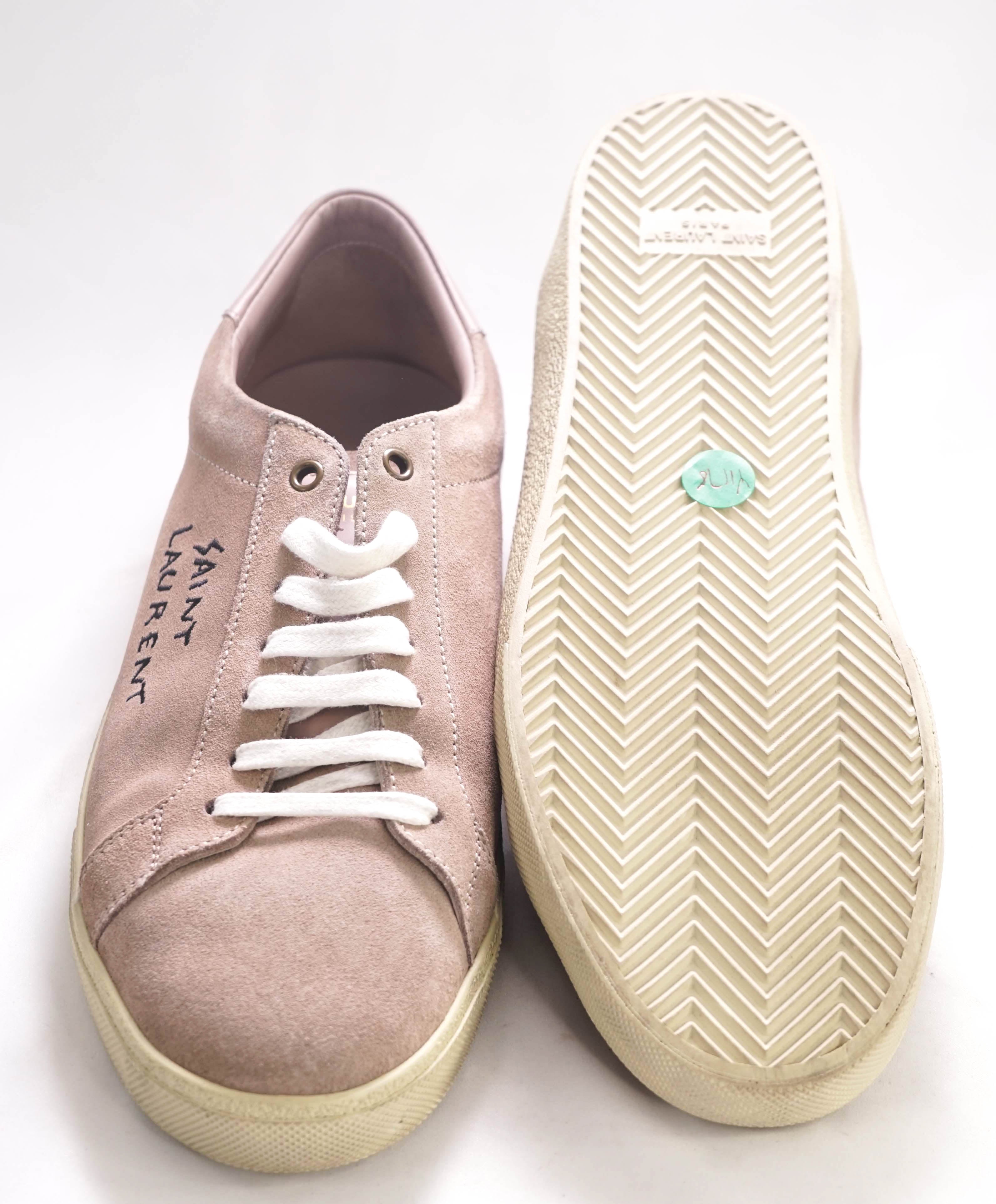 $800 SAINT LAURENT - Court Sneakers Pastel Pink Suede - 12 (45EU)