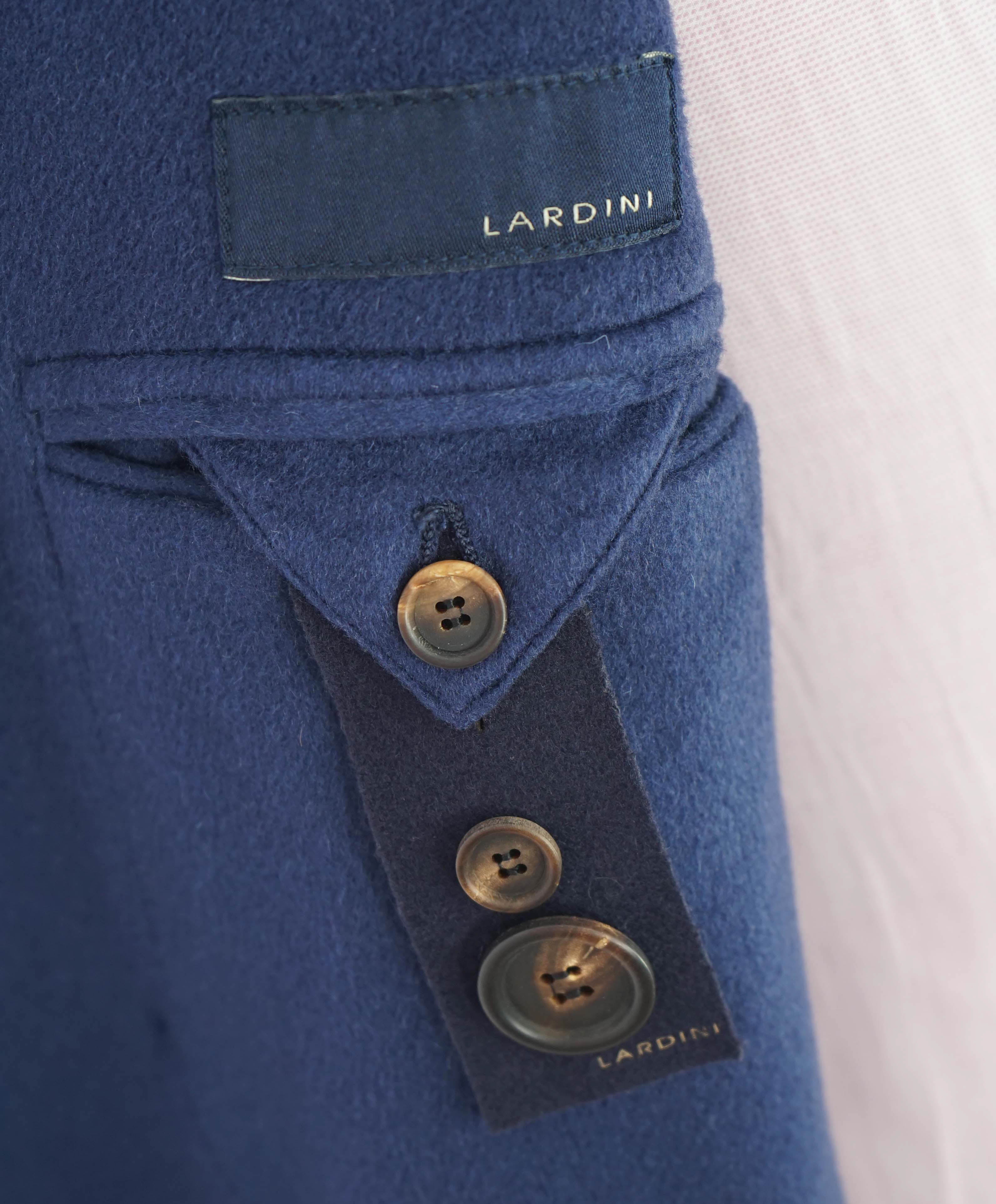 $1,920 LARDINI - *PURE CASHMERE* Double Breasted Blue Car Coat - 40R