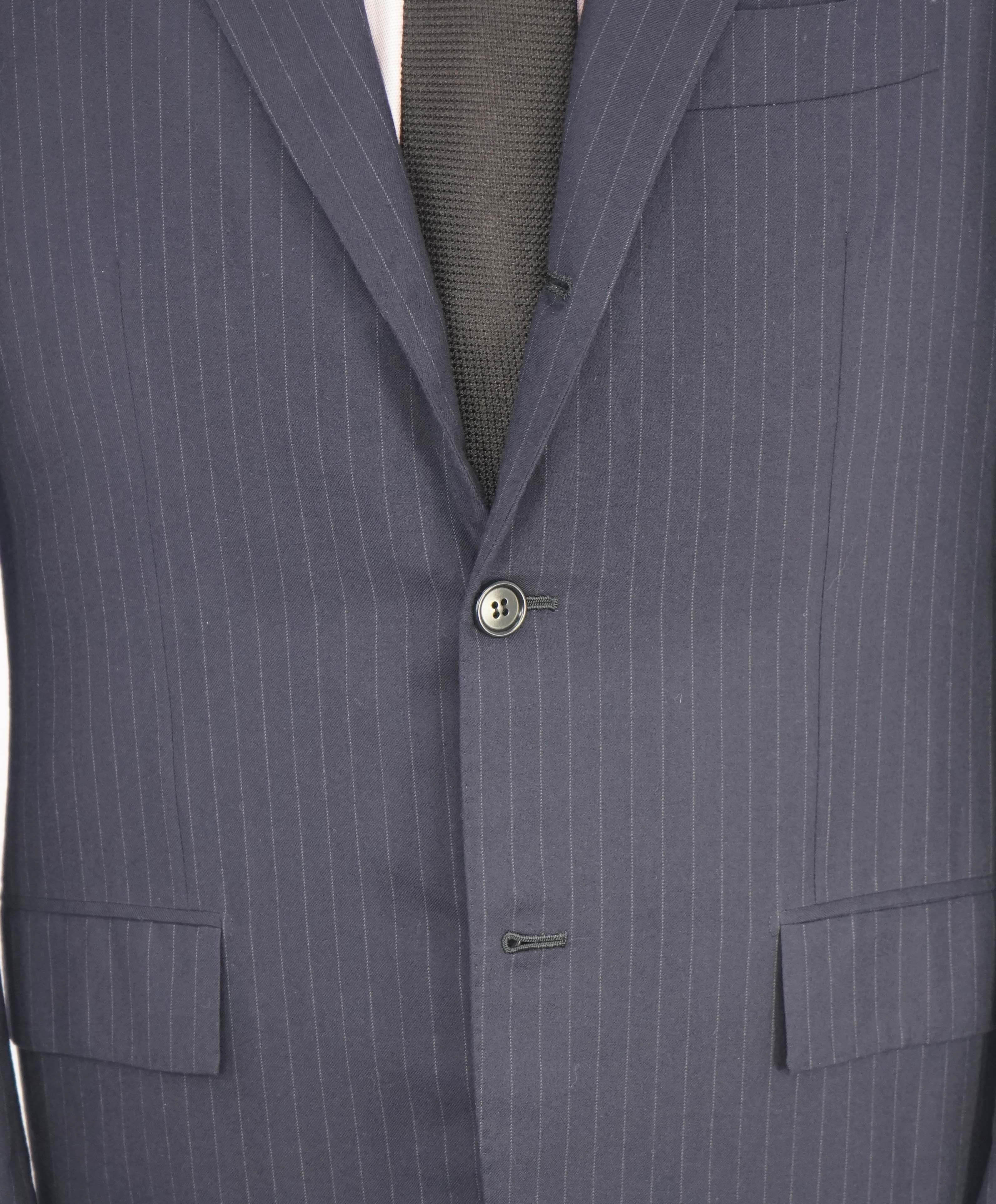 $10,000 KITON - "DIAMANTE BLUE" Iconic Chalk Stripe Navy Suit 2-3 Roll Lapel - 42R