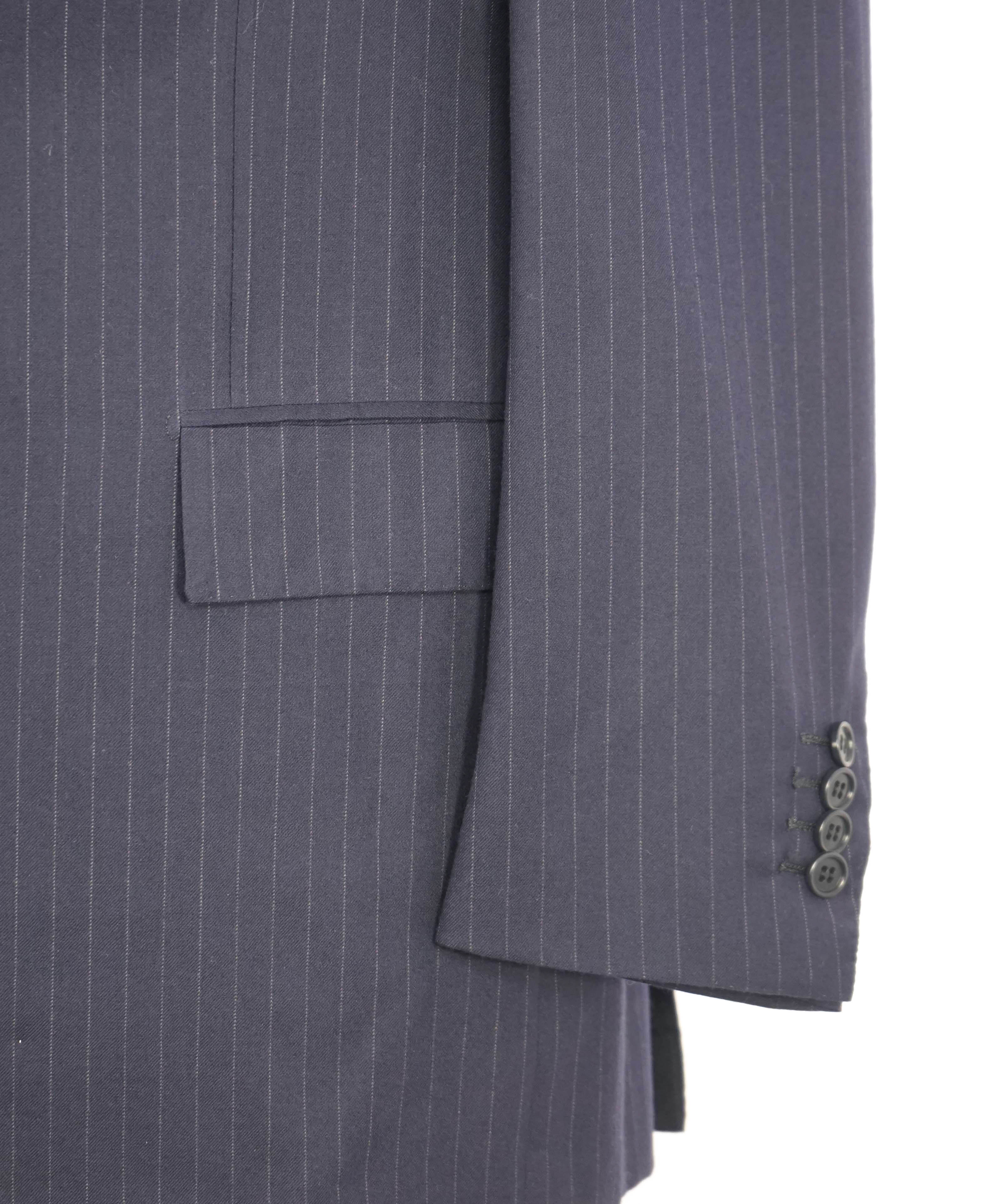 $10,000 KITON - "DIAMANTE BLUE" Iconic Chalk Stripe Navy Suit 2-3 Roll Lapel - 42R