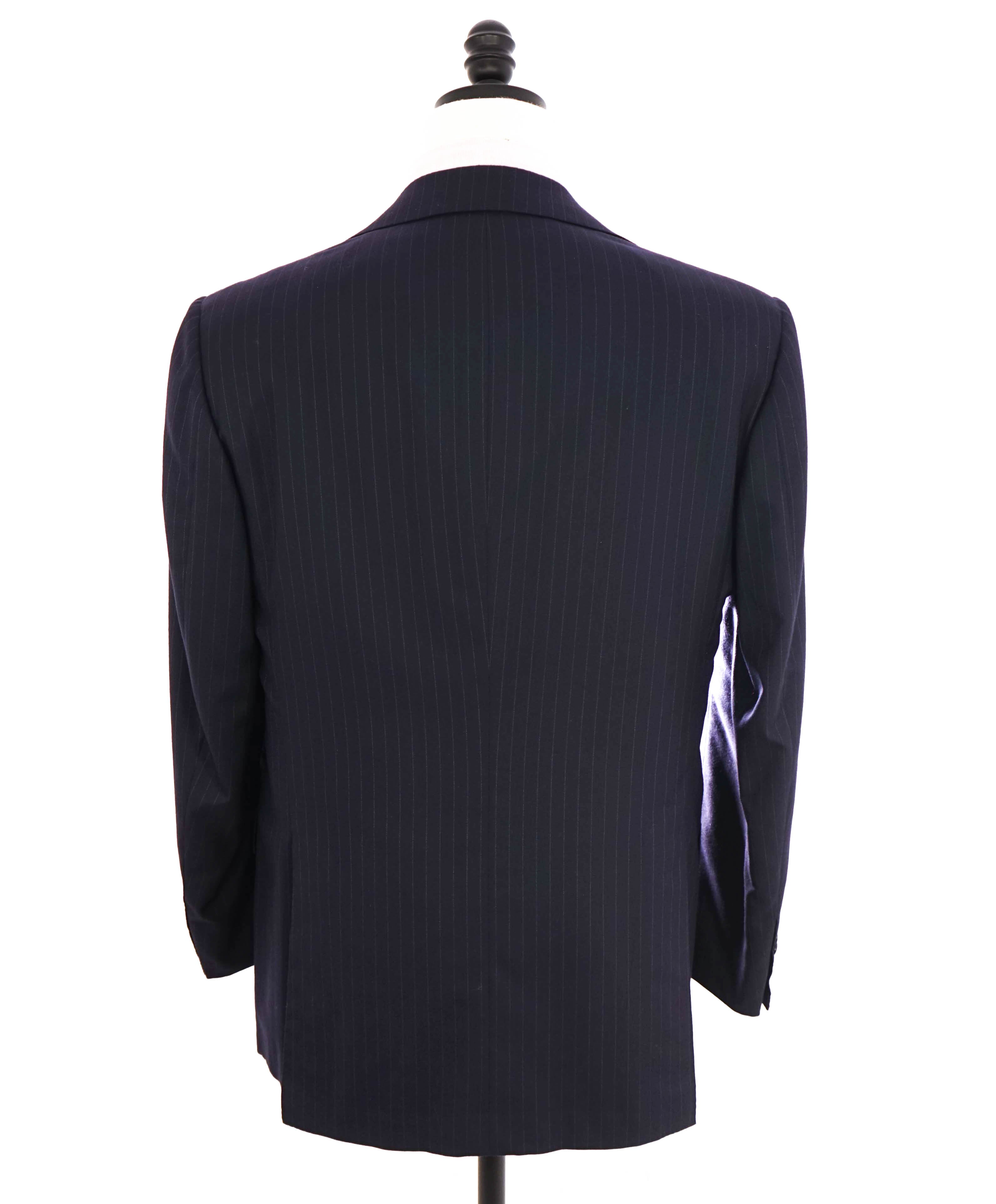 $10,000 KITON - "DIAMANTE BLUE" Iconic Chalk Stripe Navy Suit 2-3 Roll Lapel - 42R