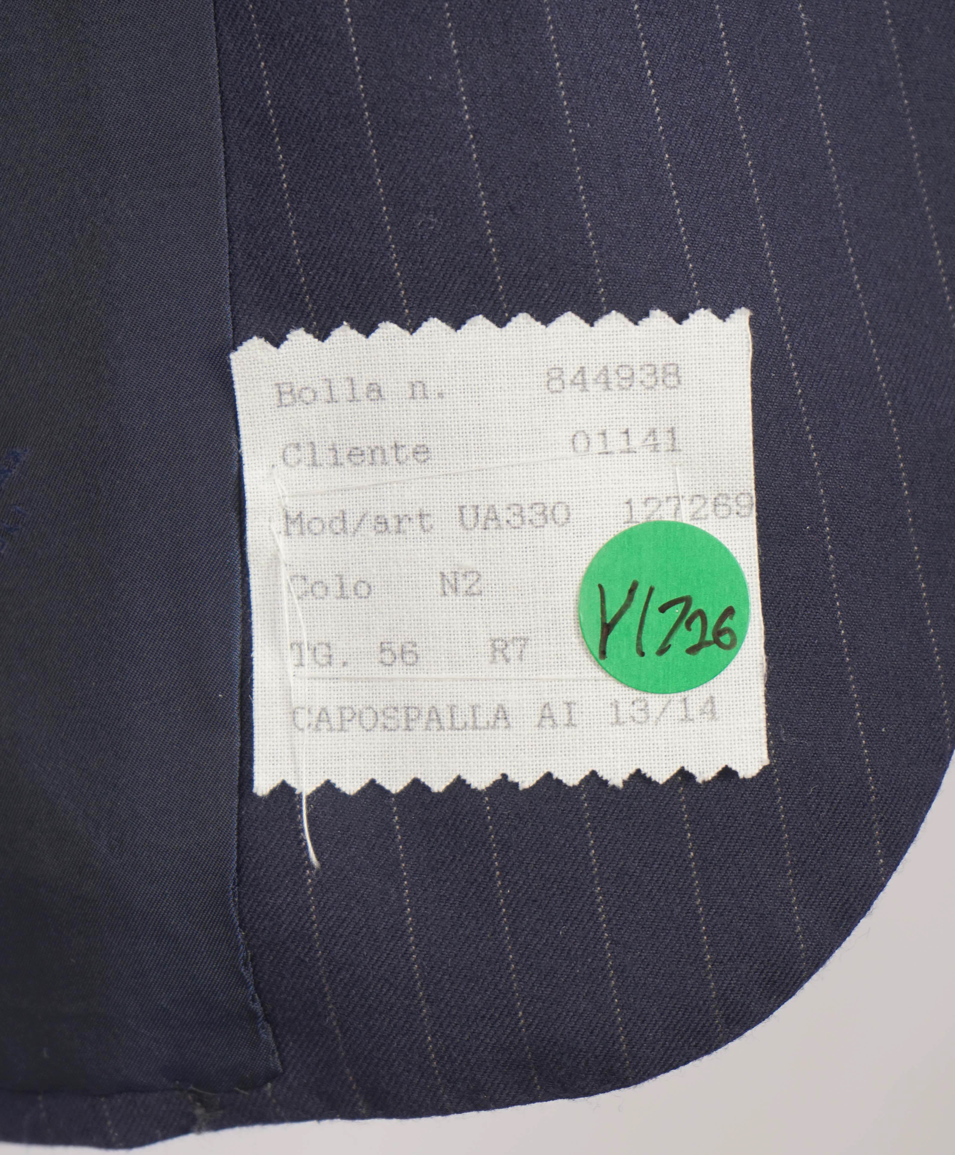 $10,000 KITON - "DIAMANTE BLUE" Iconic Chalk Stripe Navy Suit 2-3 Roll Lapel - 46R