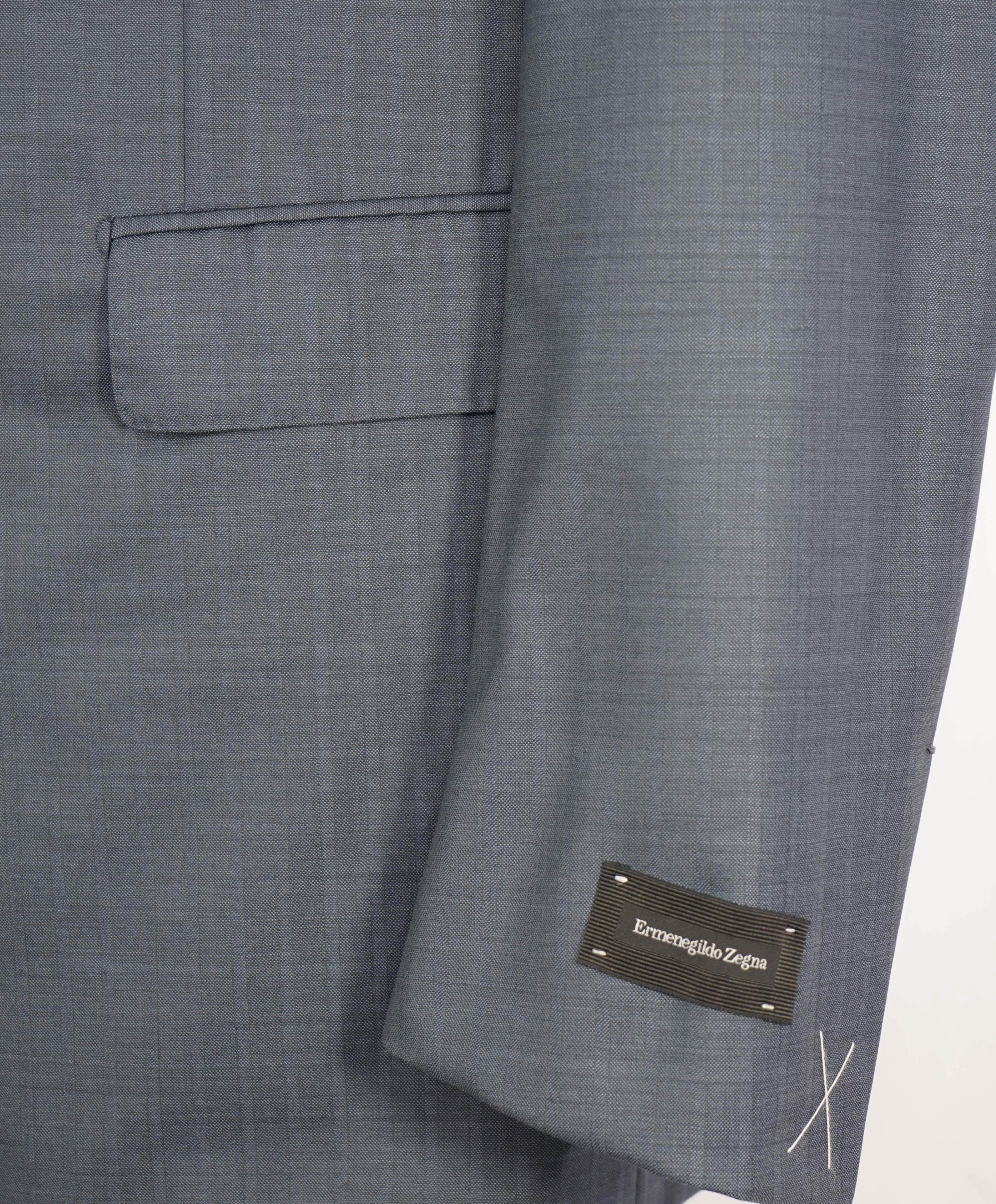 $2,895 ERMENEGILDO ZEGNA - Steel Blue *TROFEO 600* Wool/Silk Blazer - 48R