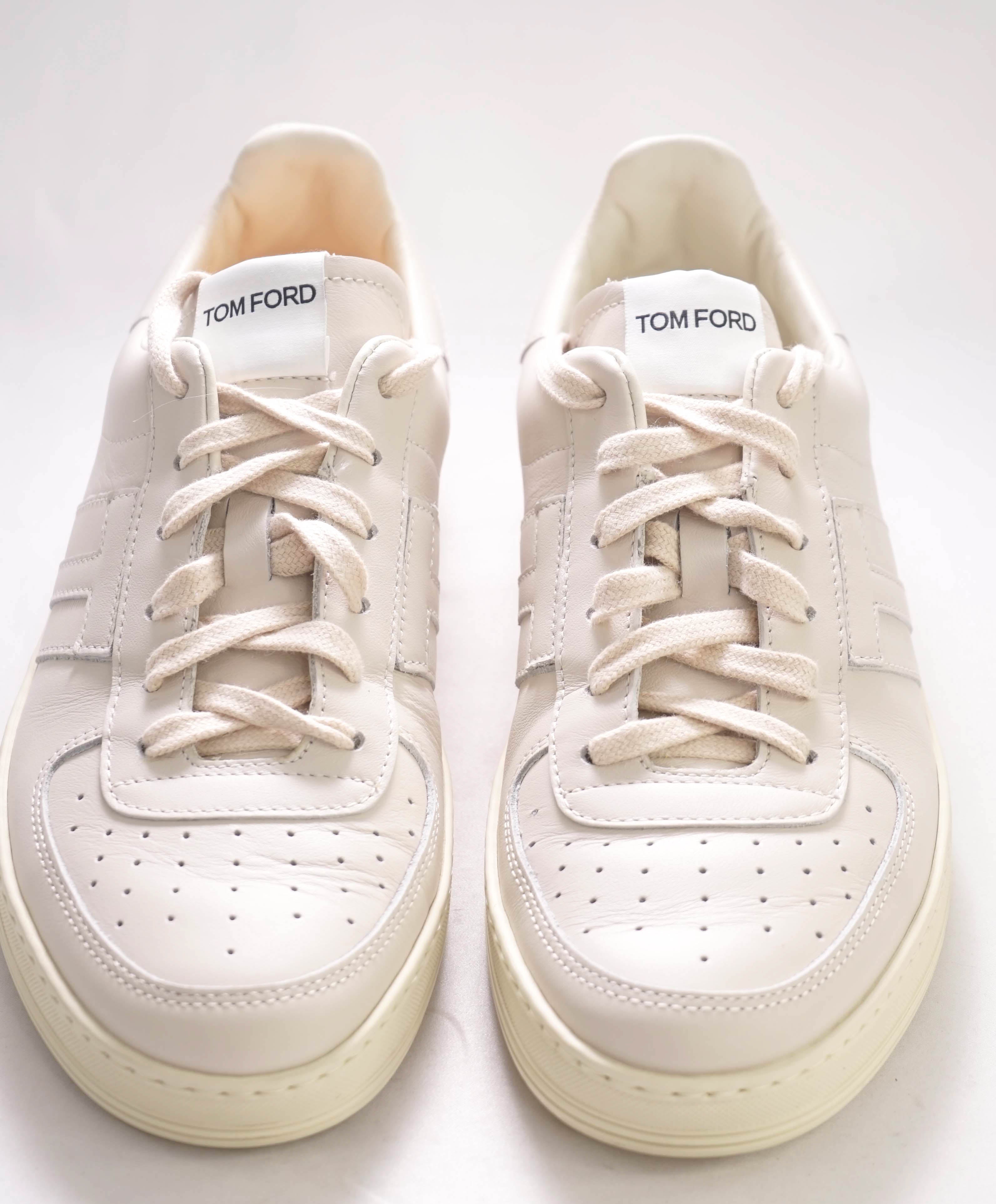 $1,000 TOM FORD - Full-Grain Off White Leather Sneaker - 9 US 8UK