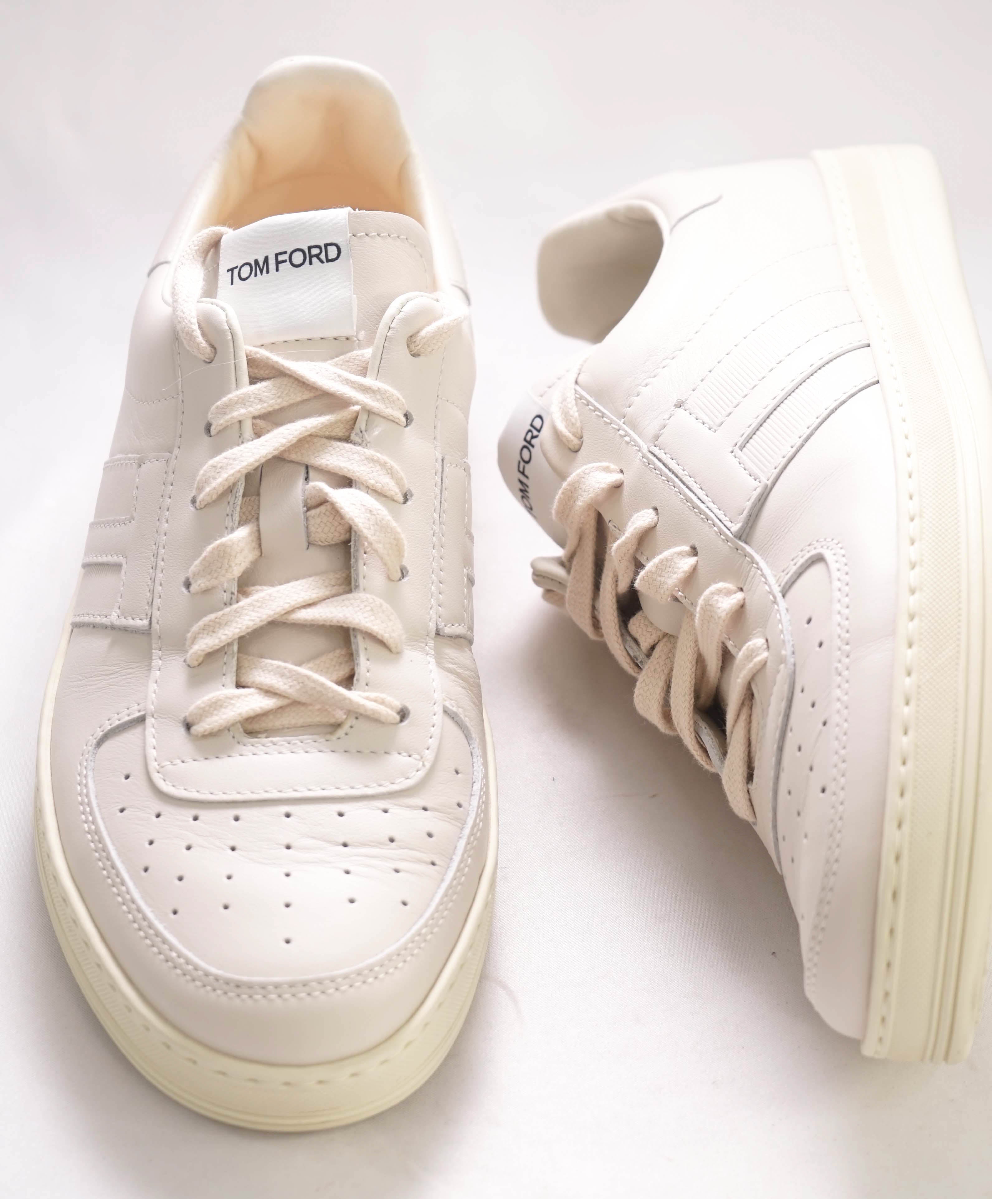 $1,000 TOM FORD - Full-Grain Off White Leather Sneaker - 9 US 8UK