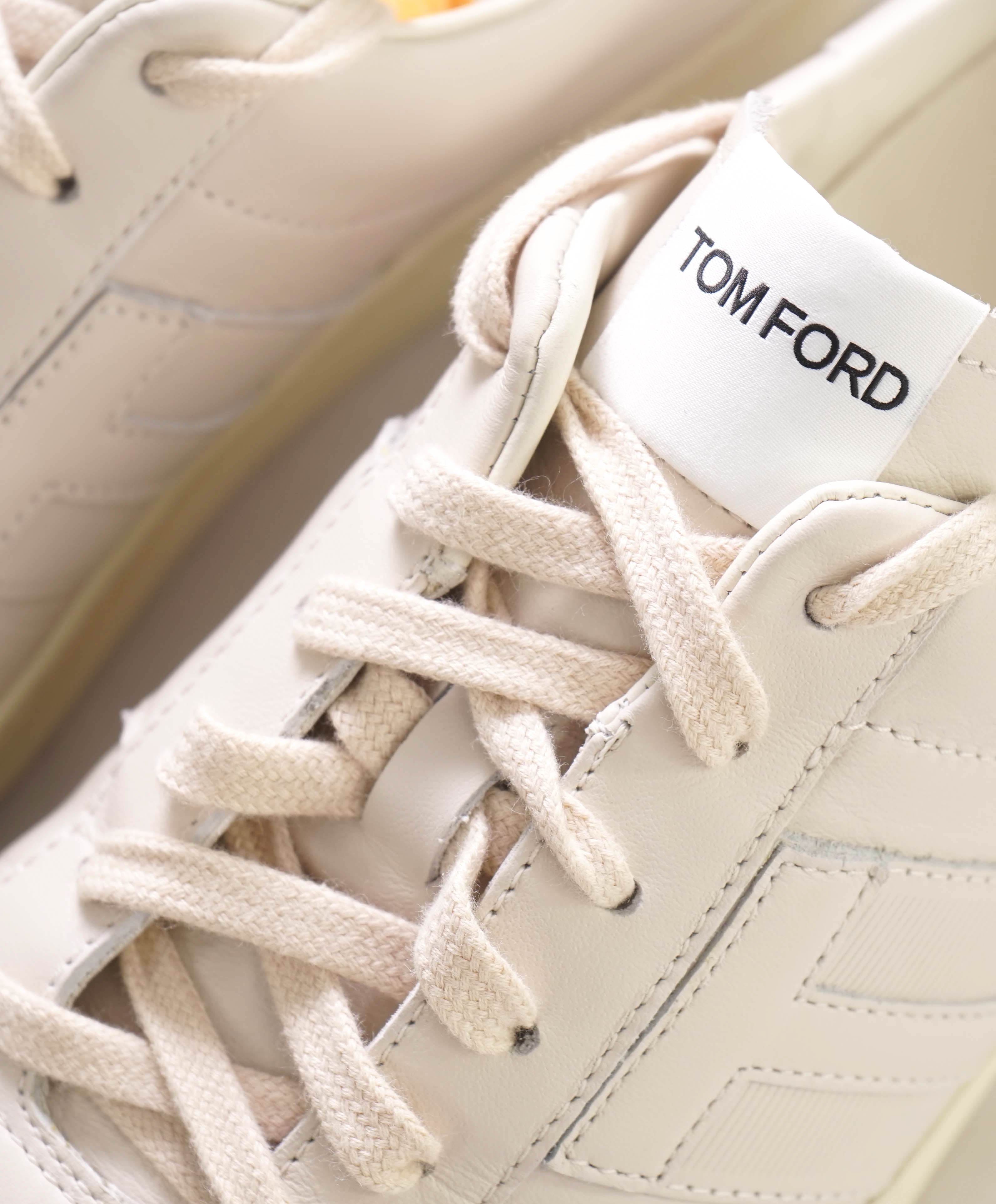 $1,000 TOM FORD - Full-Grain Off White Leather Sneaker - 9 US 8UK