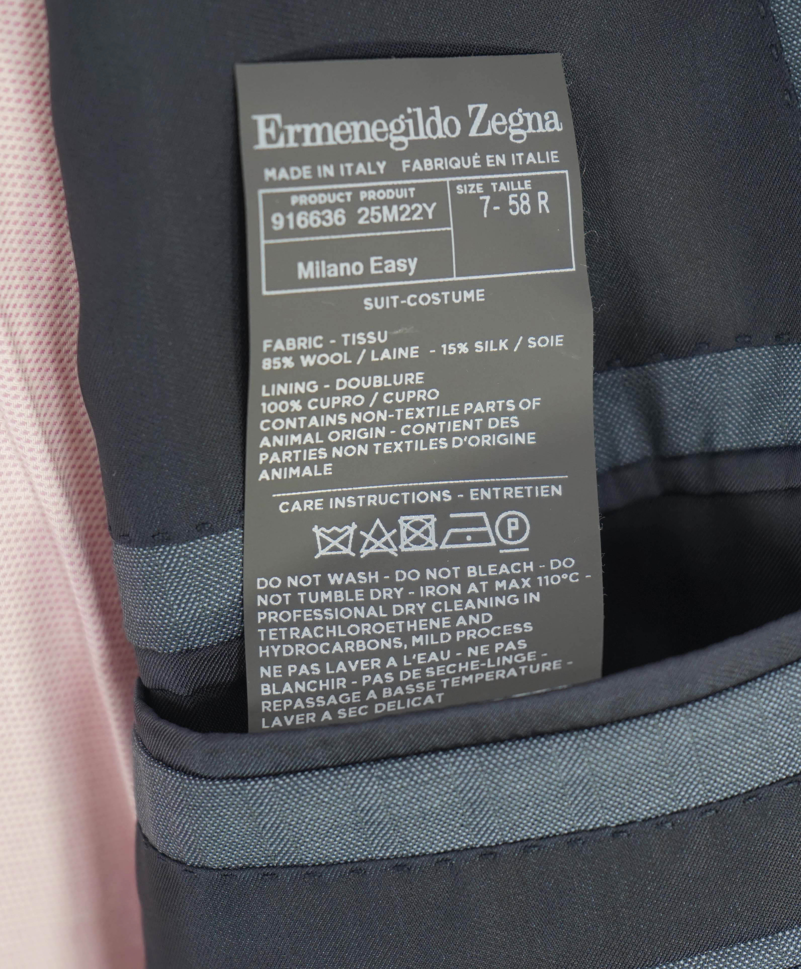 $2,895 ERMENEGILDO ZEGNA - Steel Blue *TROFEO 600* Wool/Silk Blazer - 48R