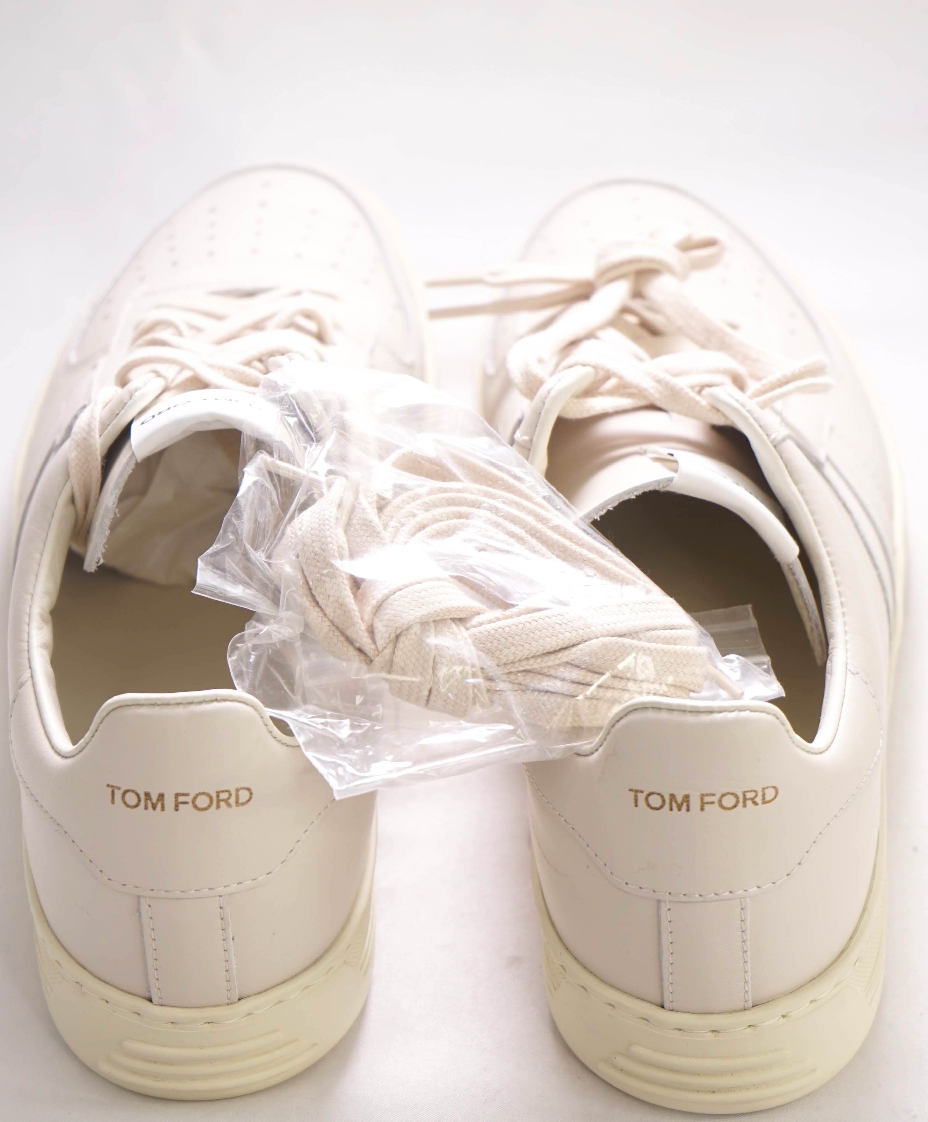 $1,000 TOM FORD - Full-Grain Off White Leather Sneaker - 9 US 8UK