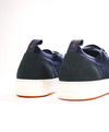 $700 SANTONI - Blue Mixed Media Leather Sneakers - 7.5 US (6.5 IT)