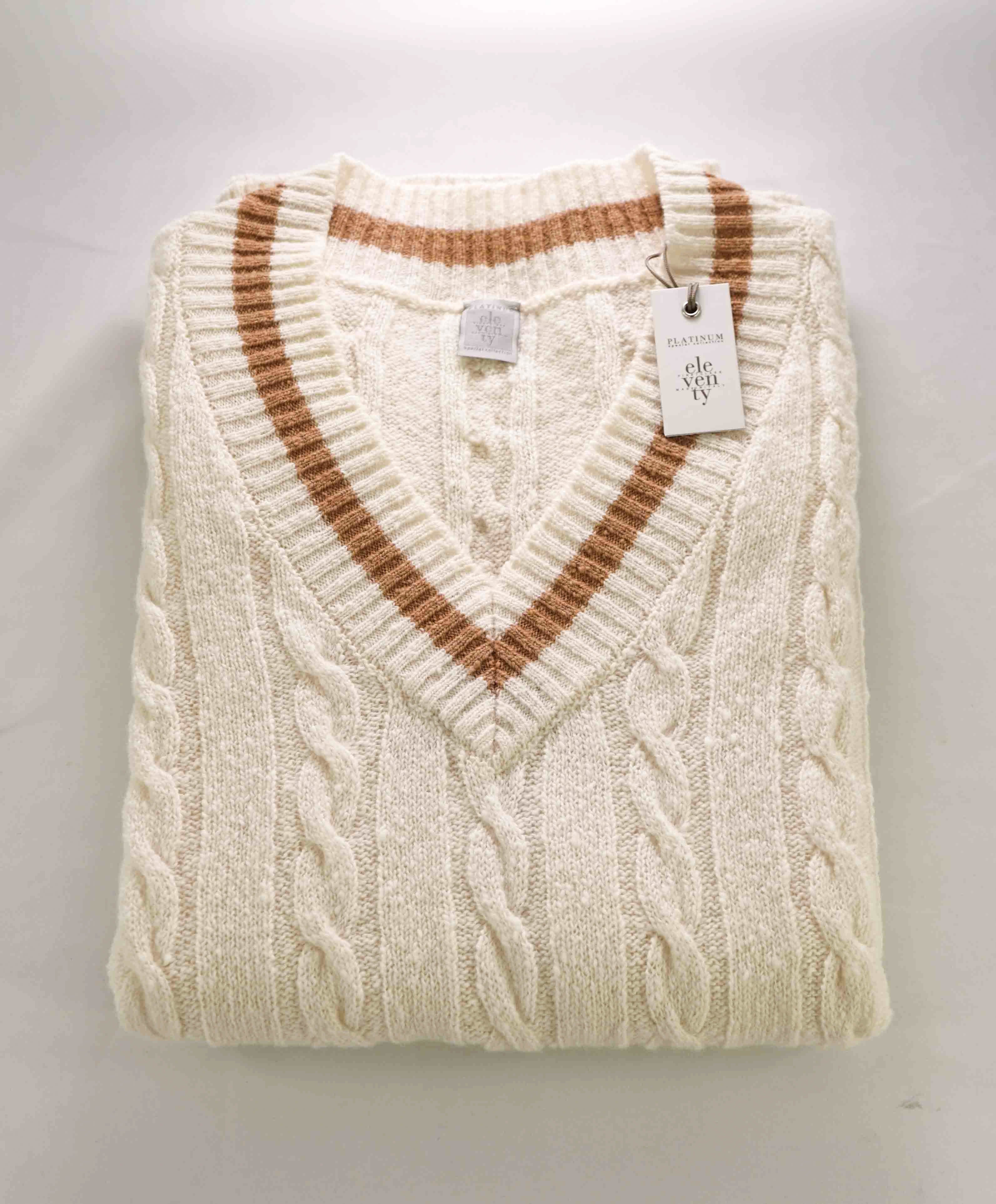 $545 ELEVENTY - Cable Knit WOOL/CASHMERE *CRICKET* Sweater Vest - Medium