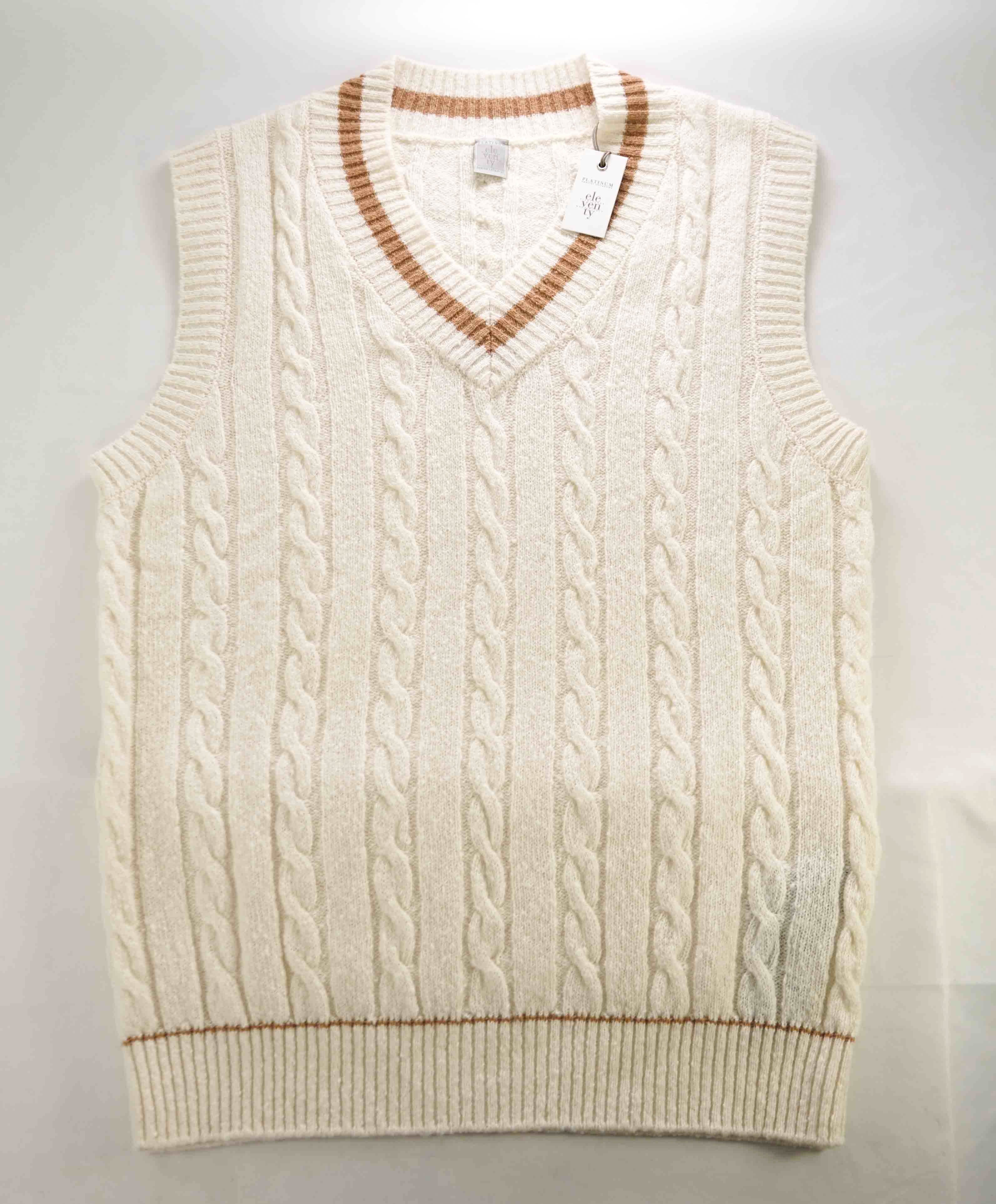 $545 ELEVENTY - Cable Knit WOOL/CASHMERE *CRICKET* Sweater Vest - X-Large