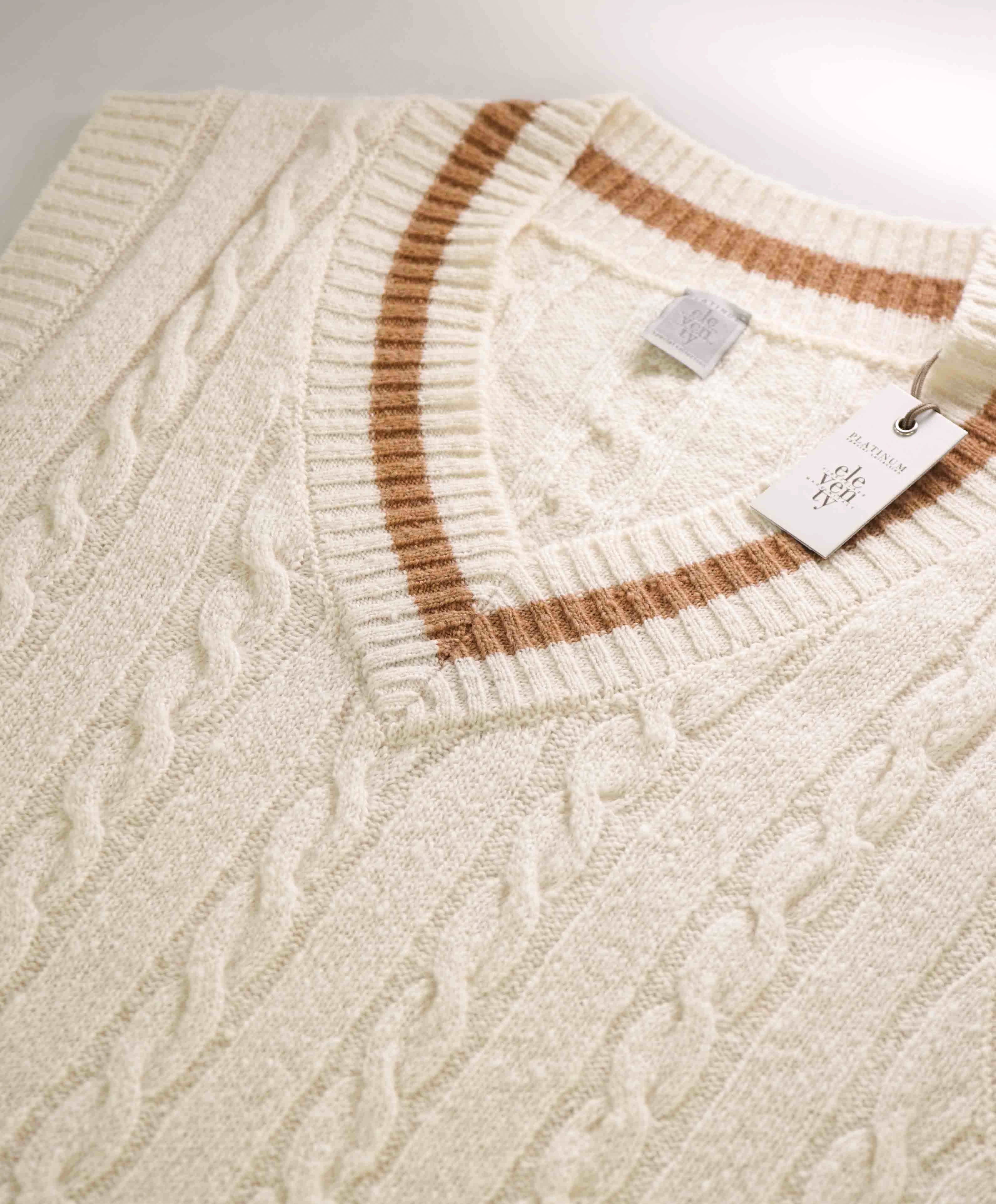 $545 ELEVENTY - Cable Knit WOOL/CASHMERE *CRICKET* Sweater Vest - X-Large