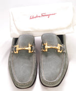 $750 SALVATORE FERRAGAMO - "GIORDANO" Gray Suede Gold Loafer- 10 EE