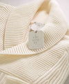 $645 ELEVENTY - Ivory *PURE WOOL Shawl Collar Pullover Ribbed Sweater - M