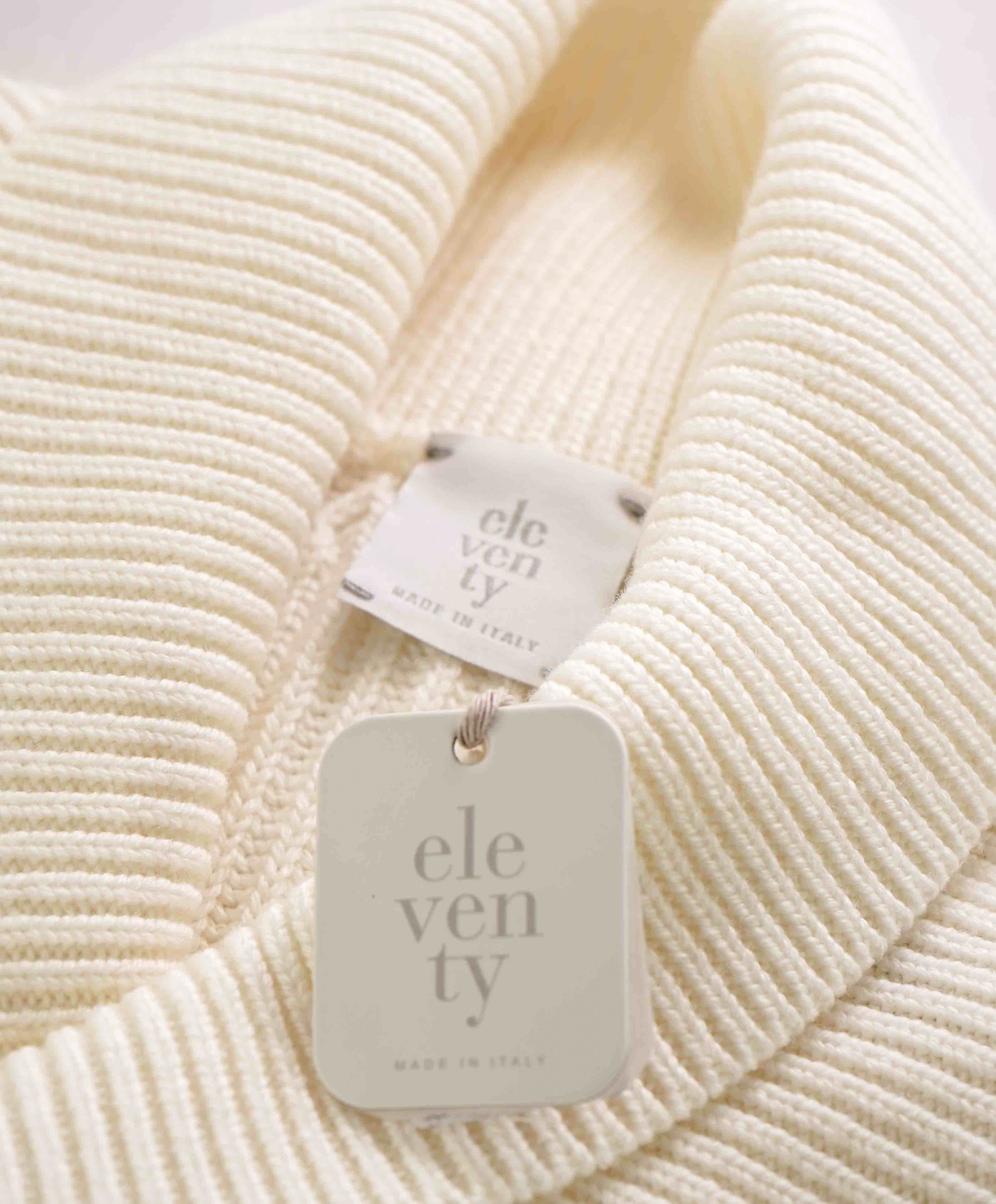 $645 ELEVENTY - Ivory *PURE WOOL Shawl Collar Pullover Ribbed Sweater - M