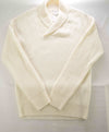 $645 ELEVENTY - Ivory *PURE WOOL Shawl Collar Pullover Ribbed Sweater - M