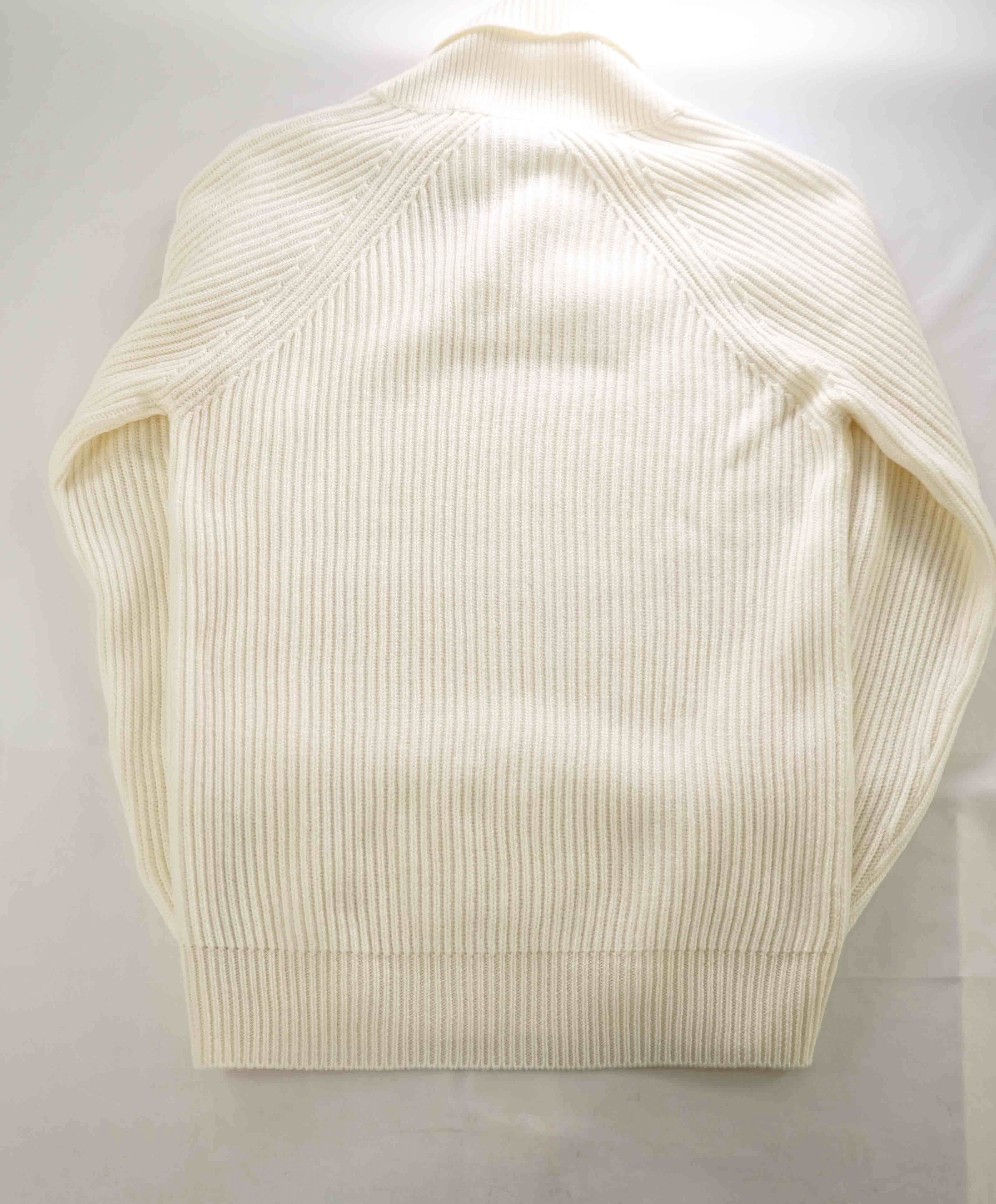 $645 ELEVENTY - Ivory *PURE WOOL Shawl Collar Pullover Ribbed Sweater - M