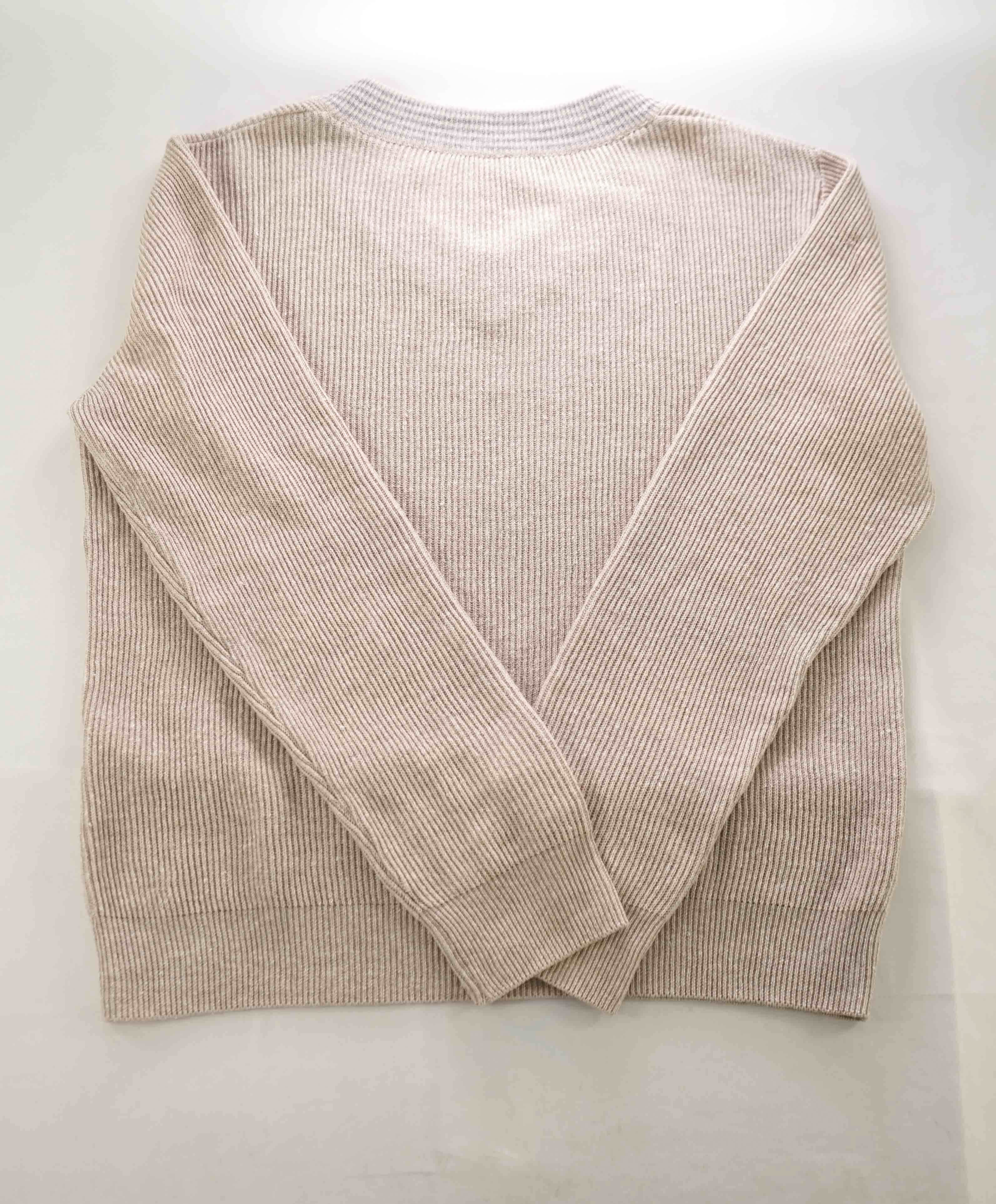 $545 ELEVENTY - Tipped CRICKET SWEATER Cotton/Linen V-Neck Sweater - XL