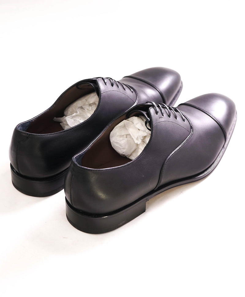 $895 SALVATORE FERRAGAMO - Cap-Toe "LUCE DIVIS" Black Leather Oxford - 11 EE US