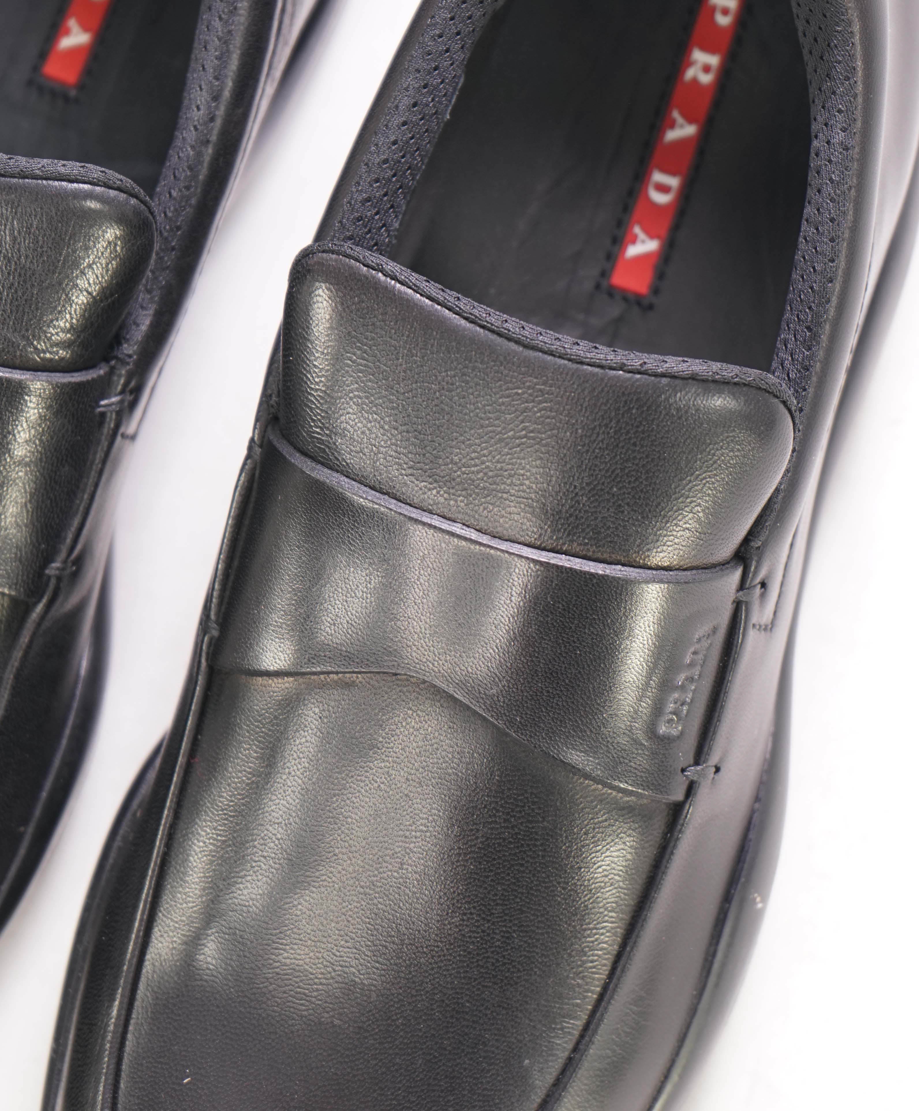 $850 PRADA - *LINEA ROSSA* Black Slip On Logo Vamp Loafer - 7 US (6 Prada)