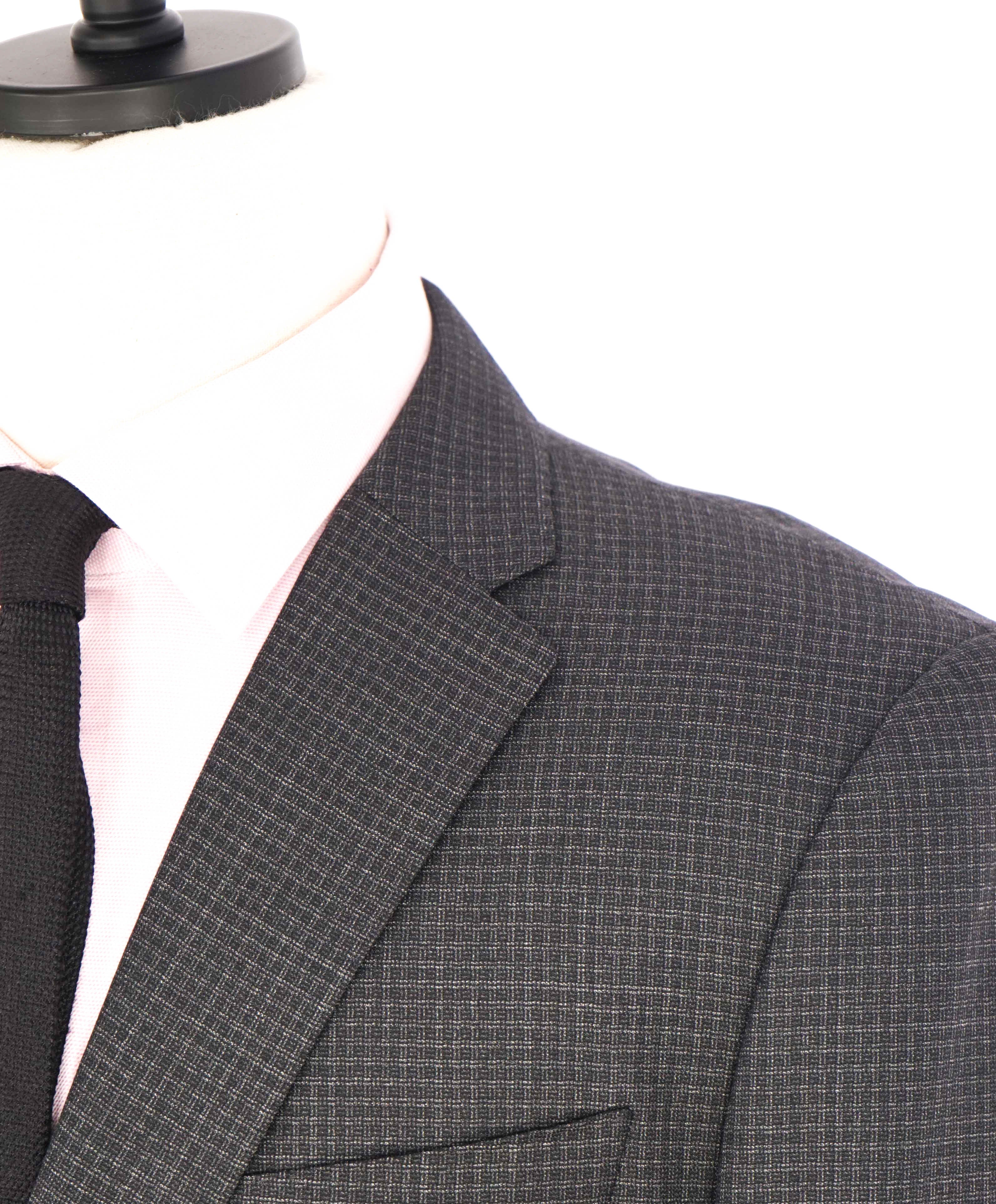 $2,000 ARMANI COLLEZIONI - “M Line” Micro-Check Basket Weave Gray Suit - 42S