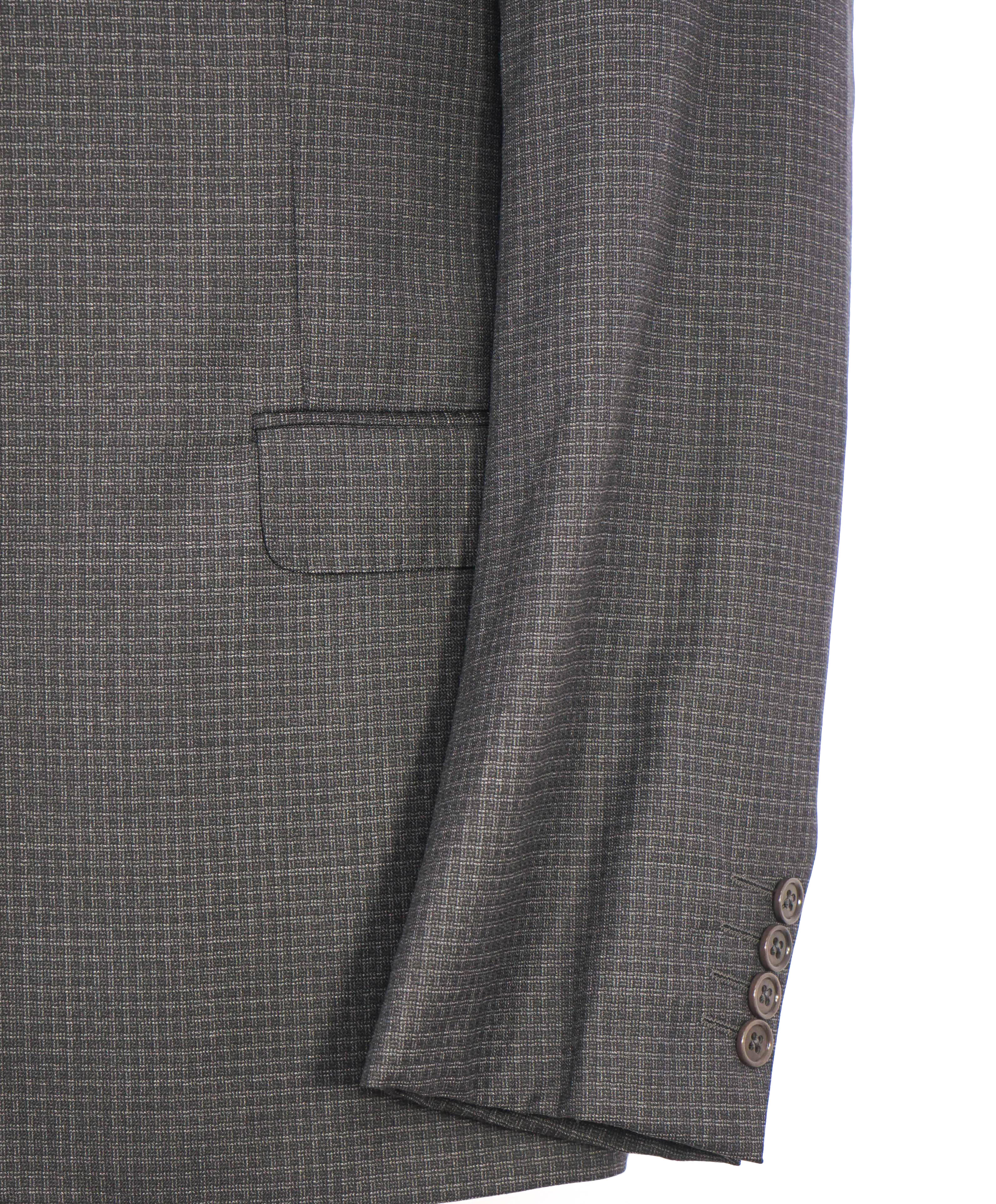 $2,000 ARMANI COLLEZIONI - “M Line” Micro-Check Basket Weave Gray Suit - 42S