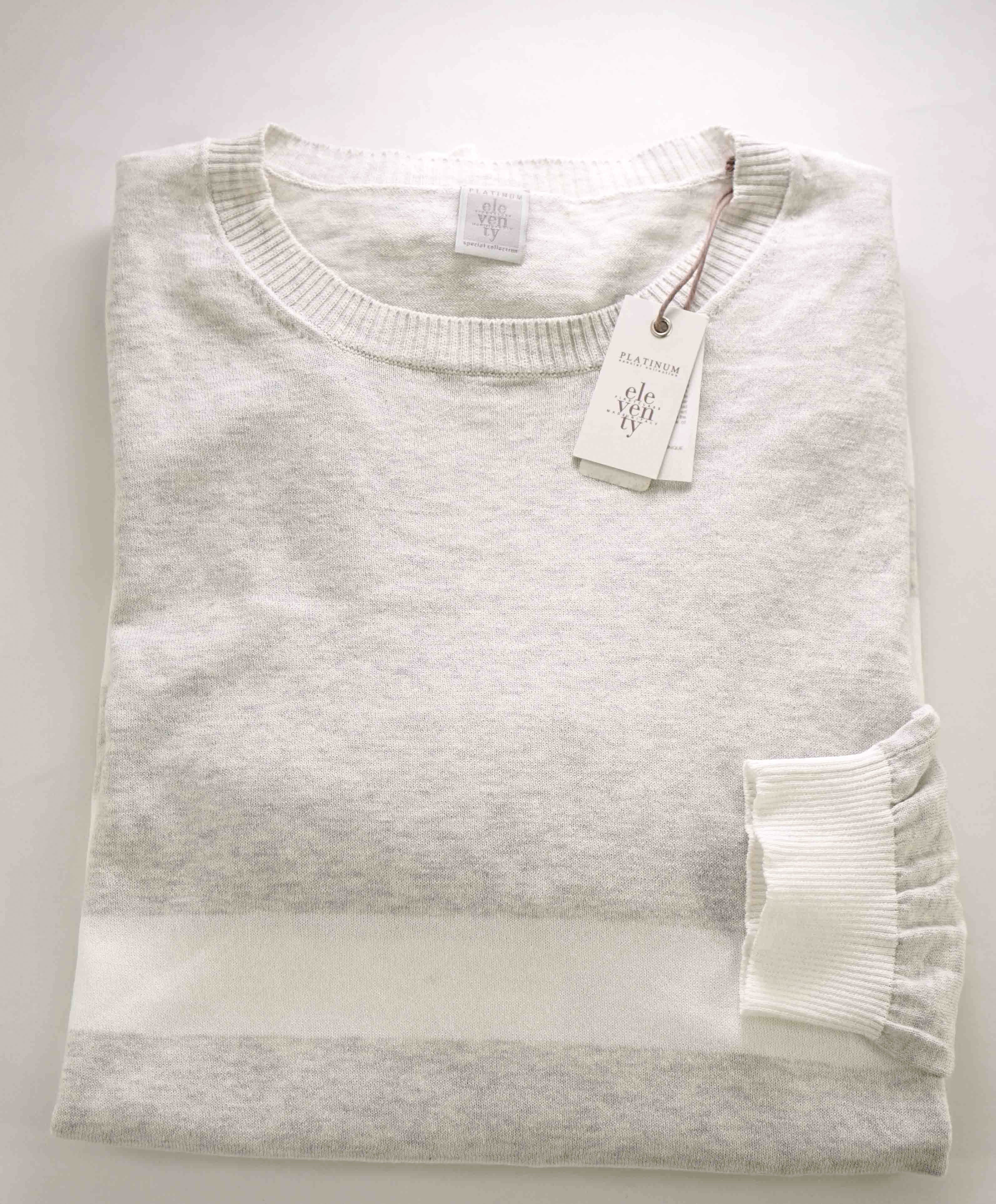 $495 ELEVENTY - Gray / Ivory Crewneck Block Stripe ATHLEISURE Sweater - XXL